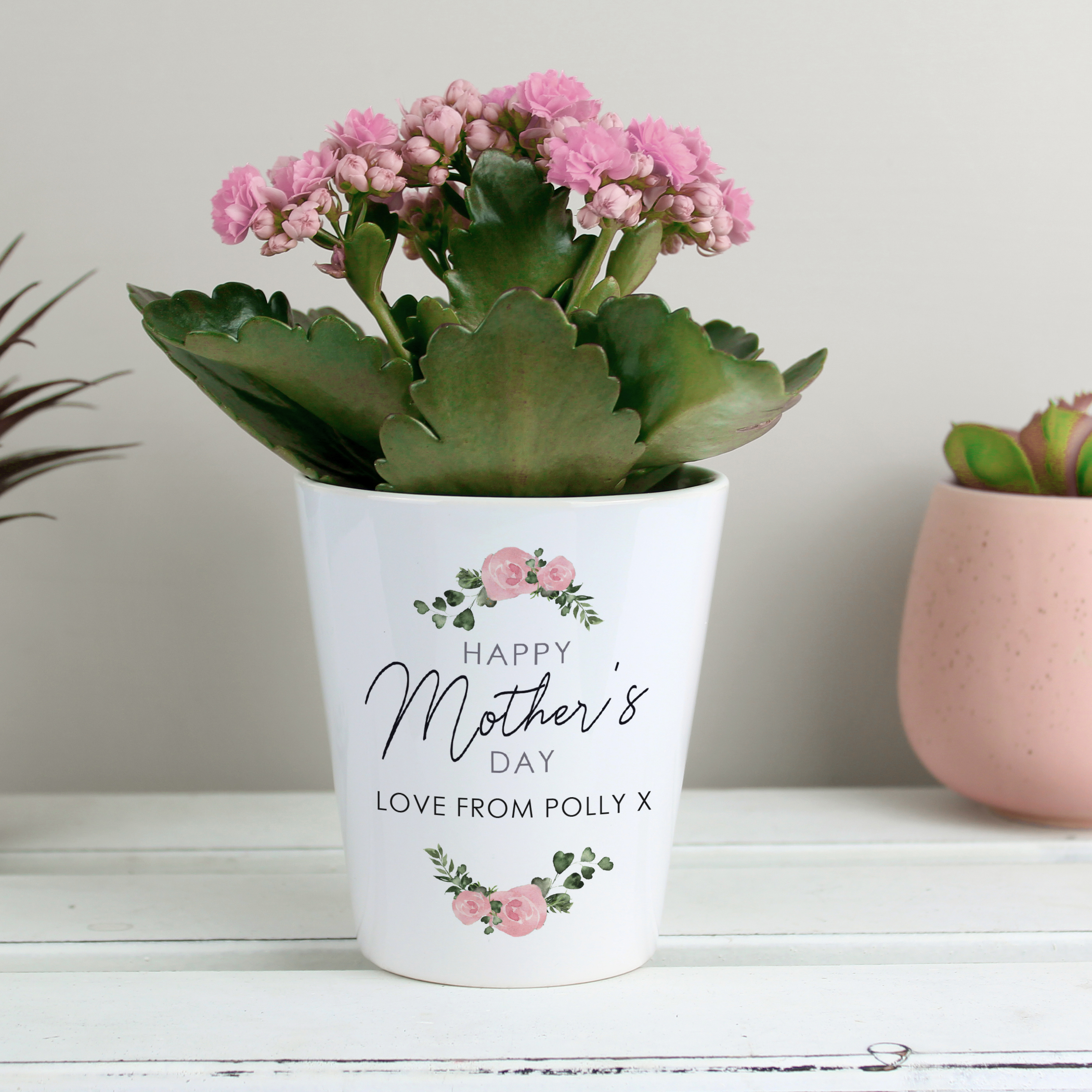 Personalised Abstract Rose Mother's Day Plant Pot | Custom Ceramic