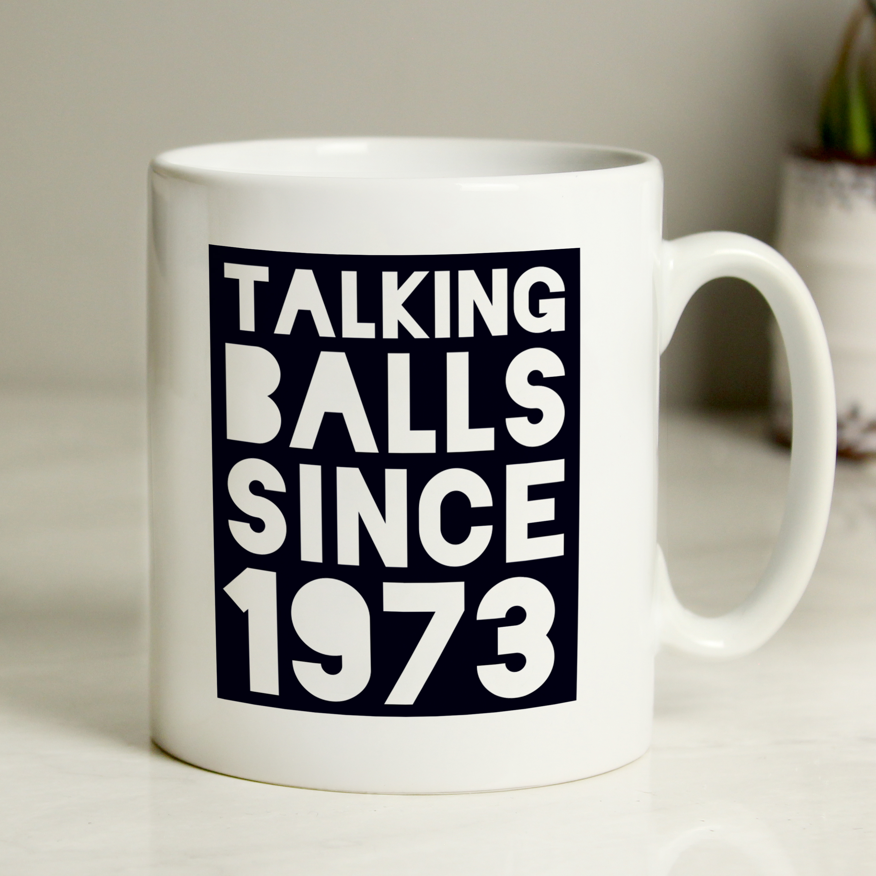 Personalised 'Talking Balls Since' Football Mug
