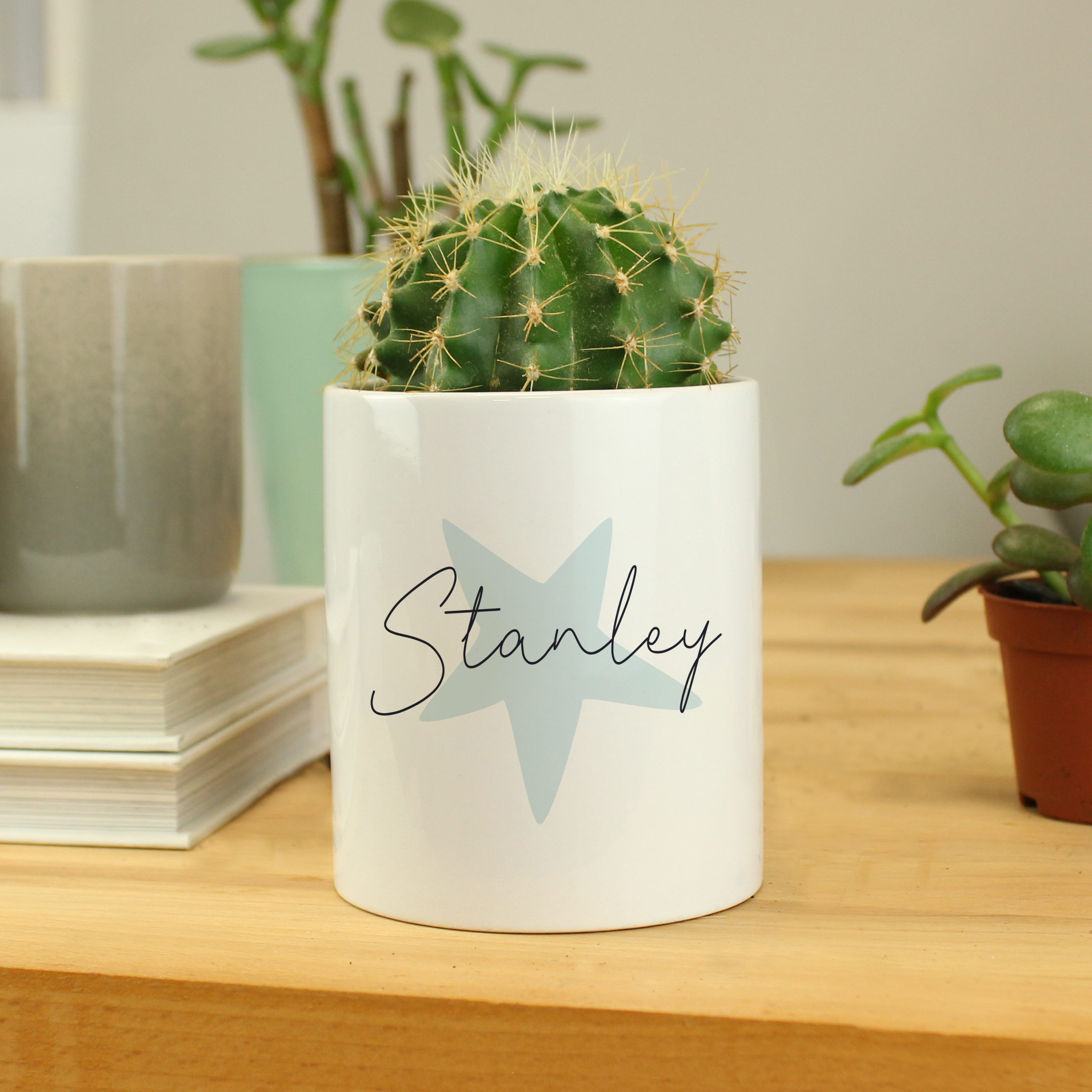 Personalised Blue Star Ceramic Storage Pot - Custom Name