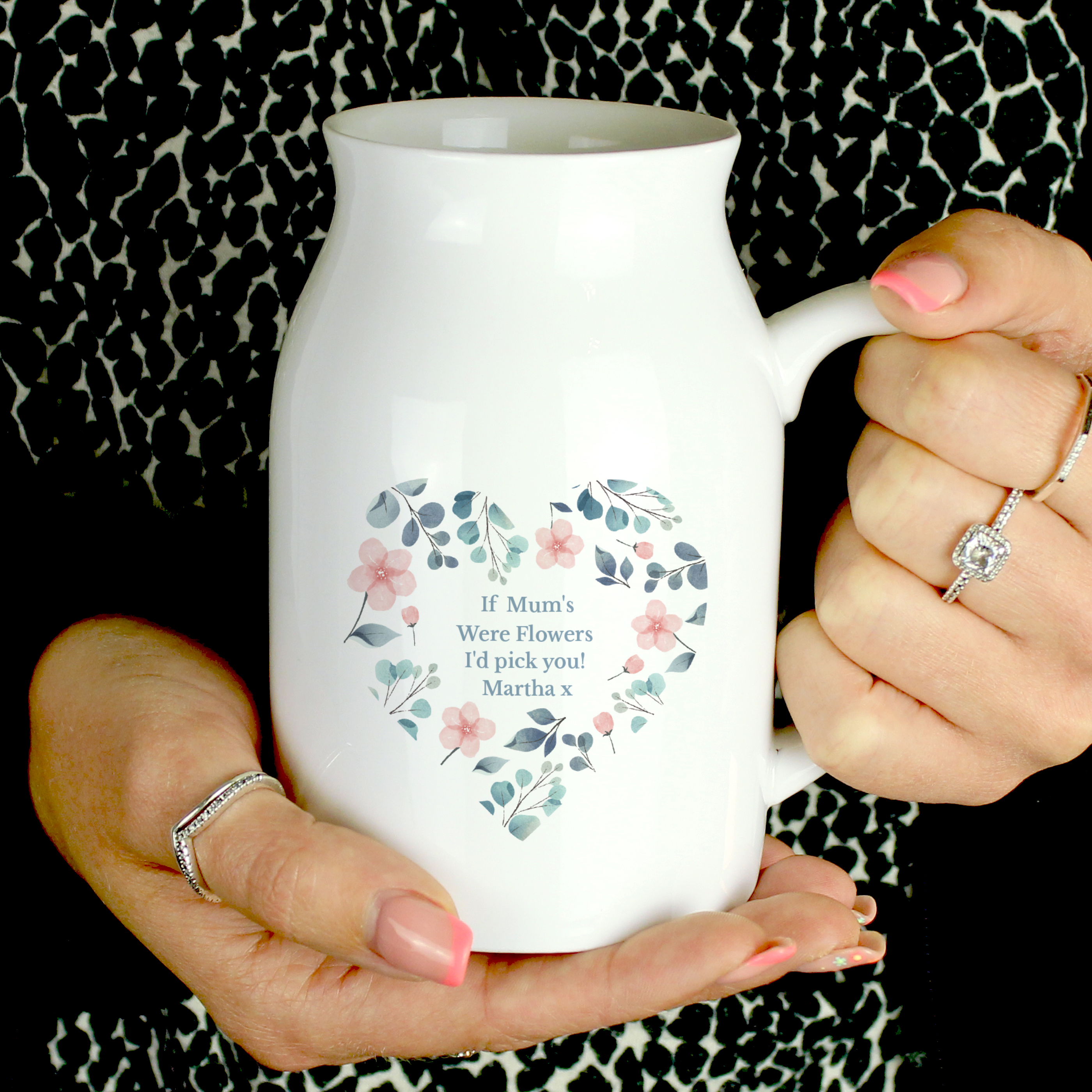 Personalised Floral Heart Ceramic Flower Jug