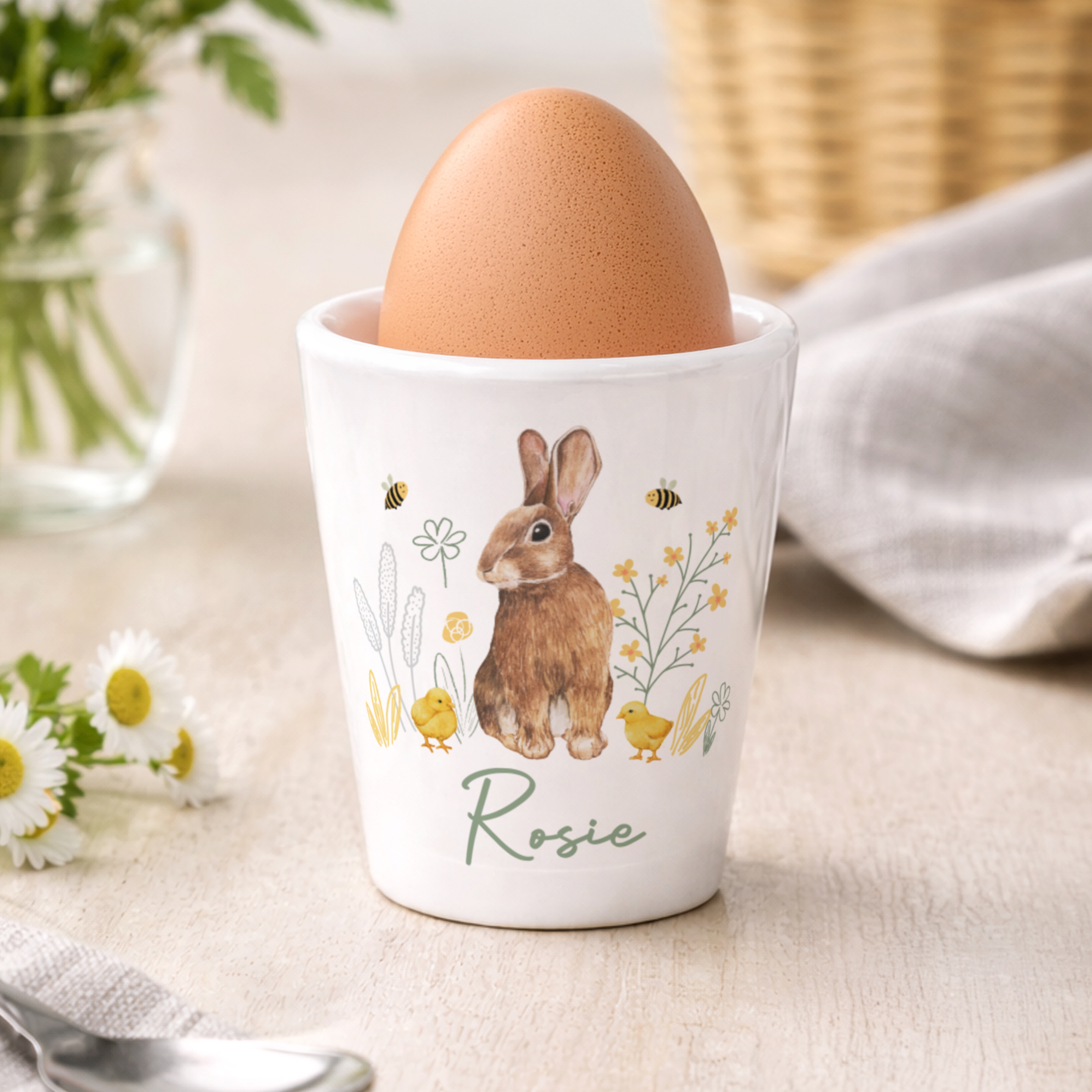 Personalised Easter Bunny Egg Cup | Custom Name Ceramic Gift