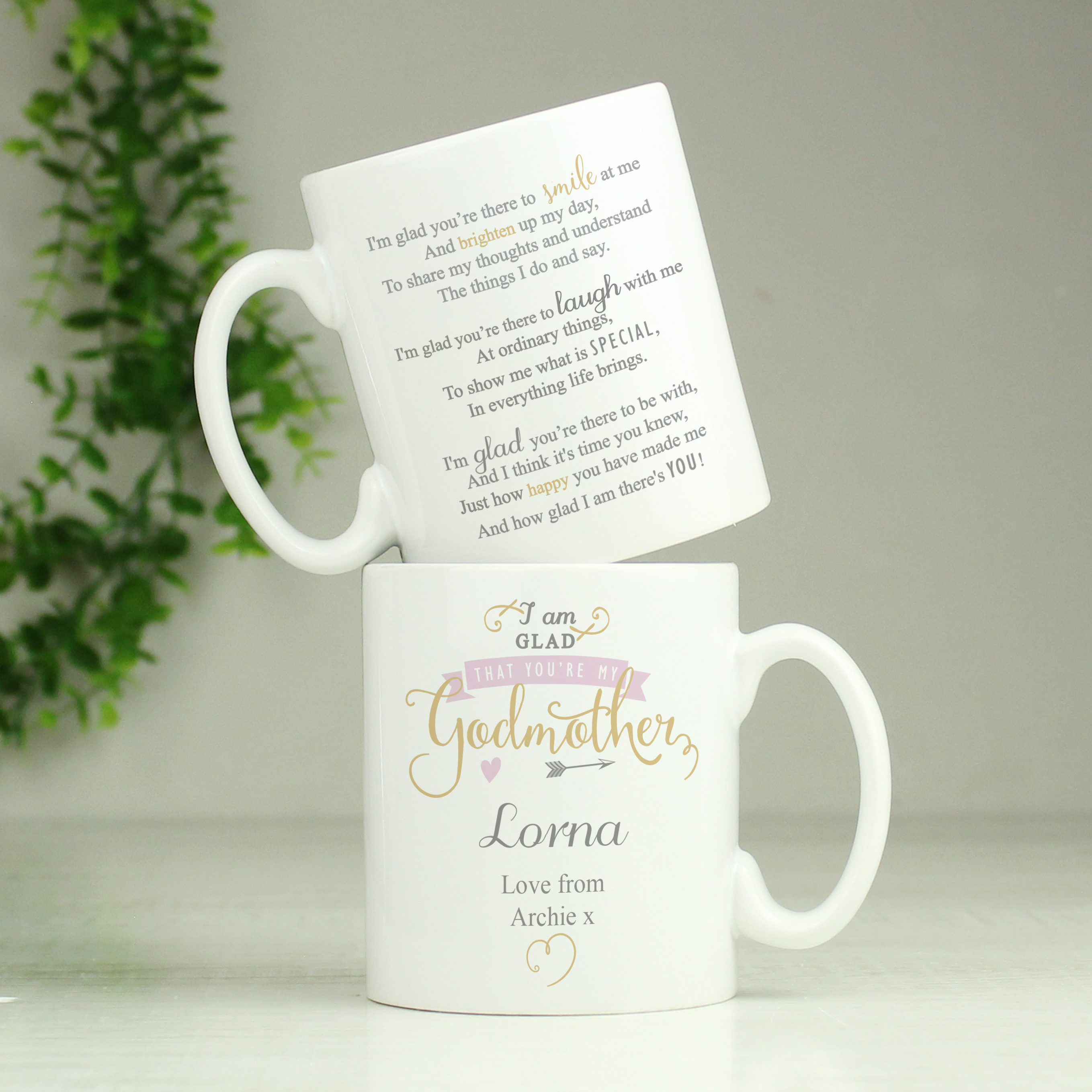 Personalised 'I Am Glad' Godmother Mug - Thoughtful Gift