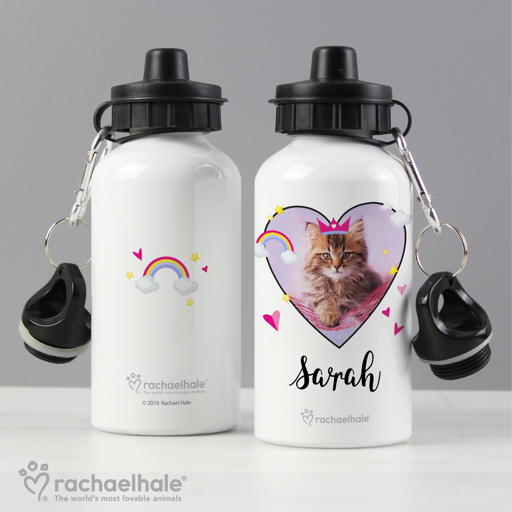 Personalised Rachael Hale Cute Cat Water Bottle