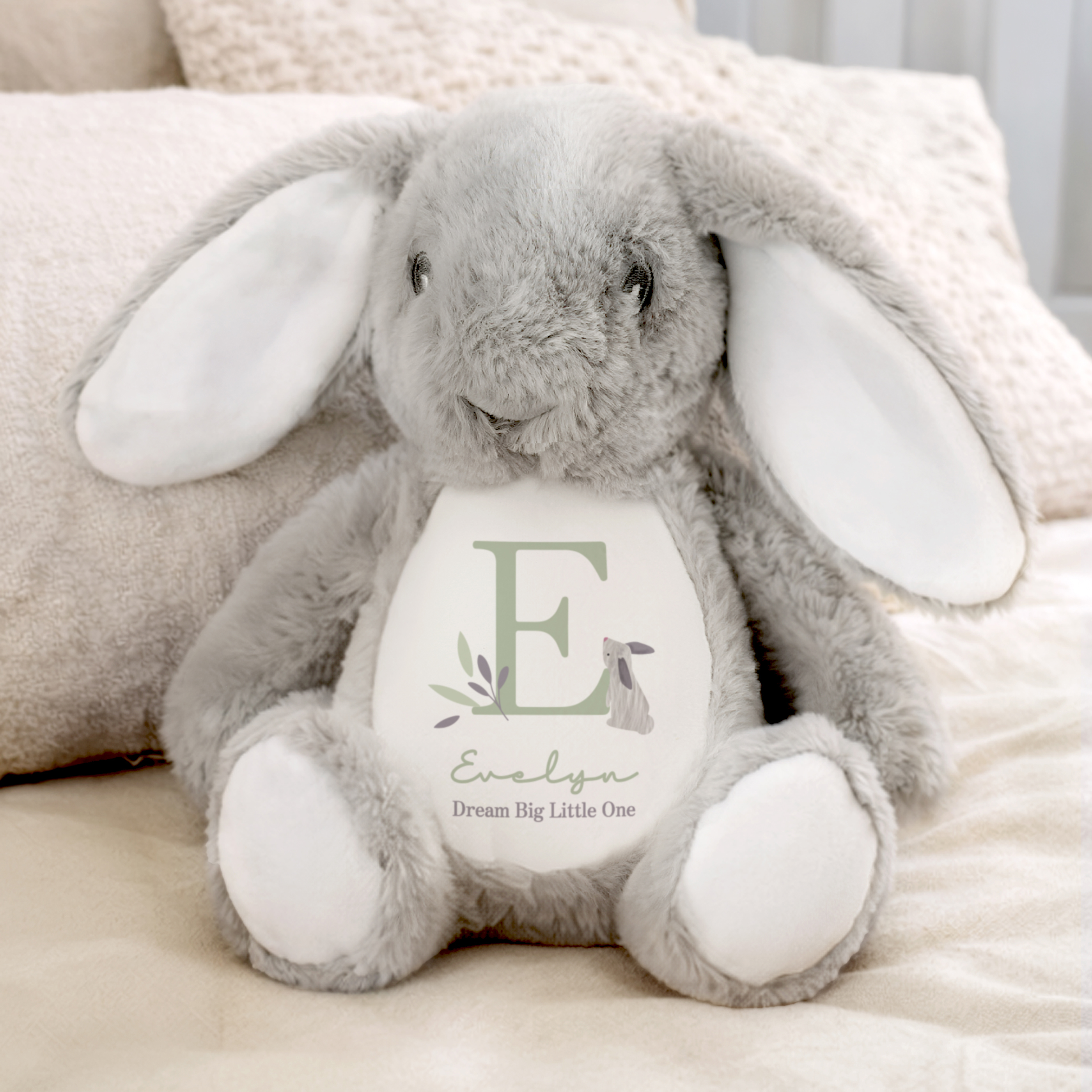 Personalised Woodland Bunny Soft Toy - Custom Name Gift