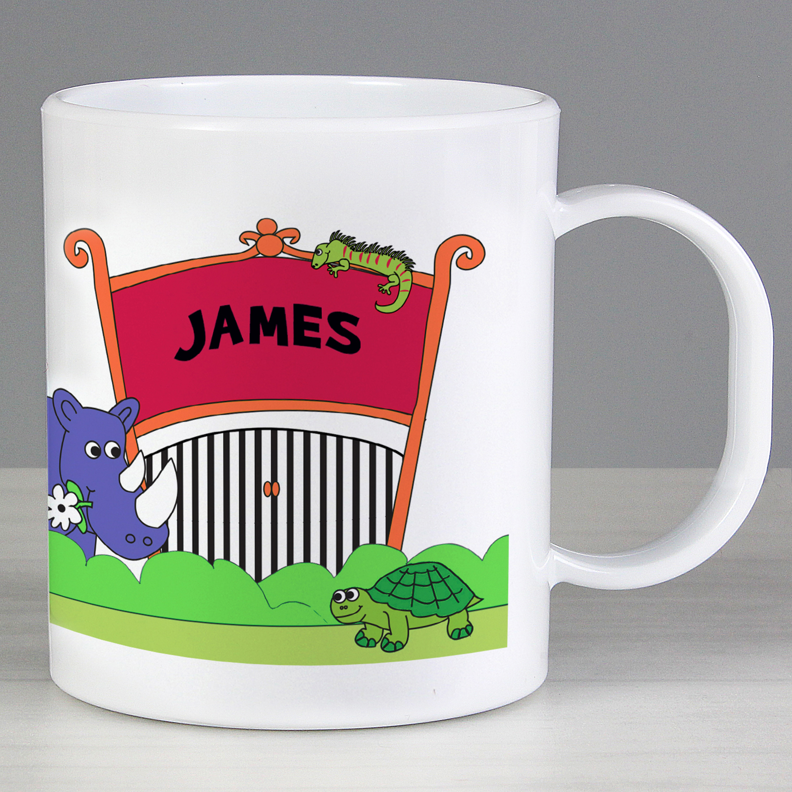 Personalised Zoo Animals Children's Mug | Custom Name Plastic Cup