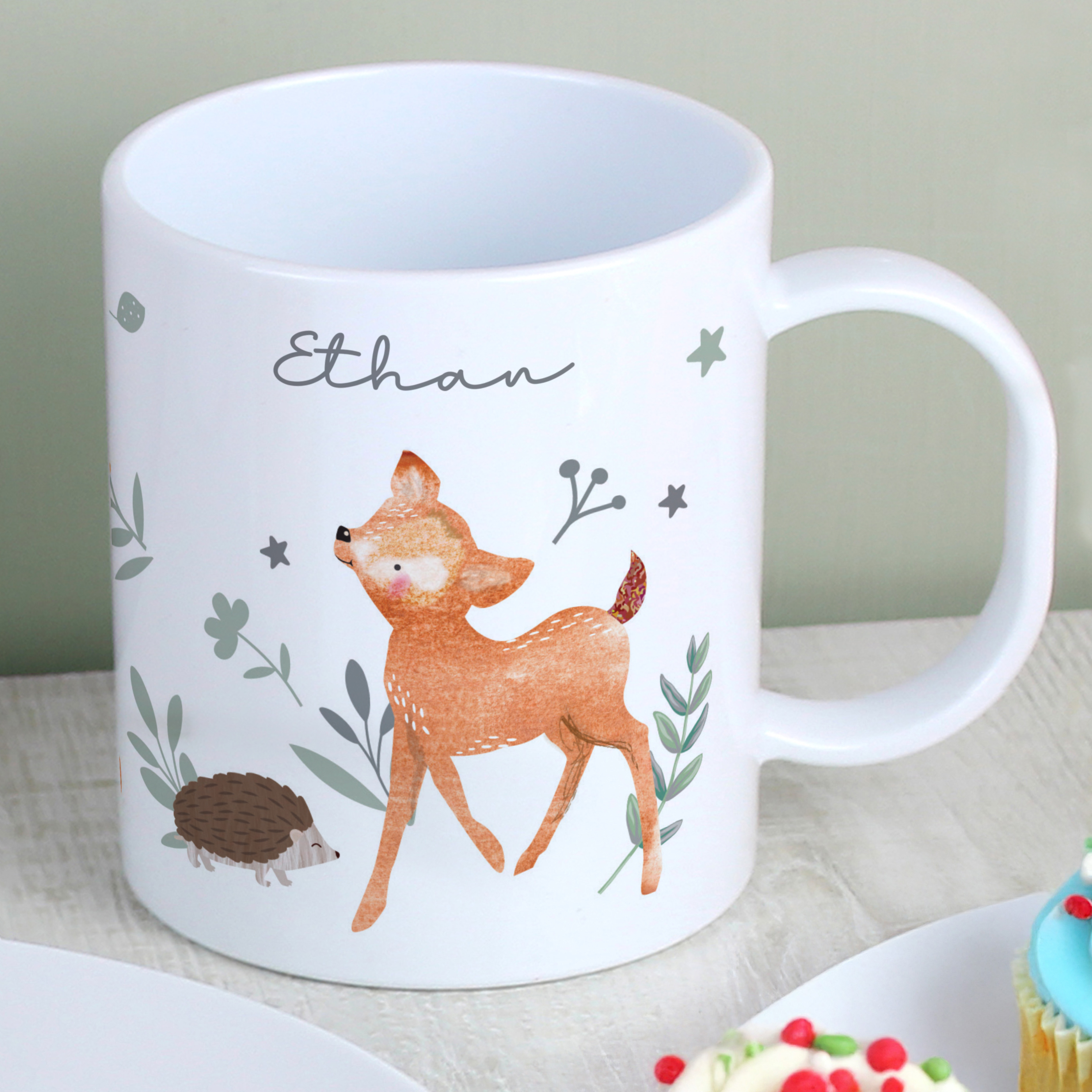 Personalised Woodland Animals Plastic Mug