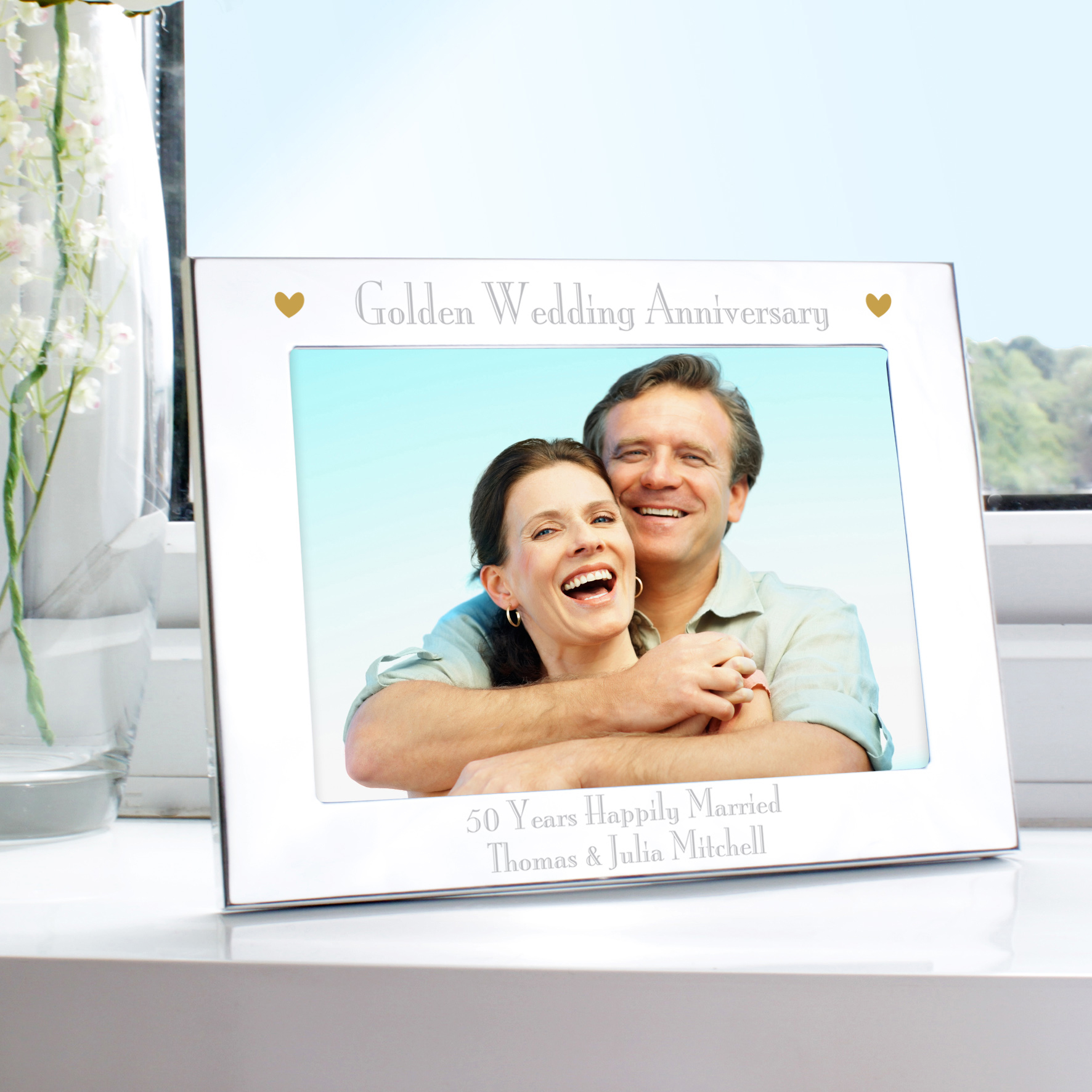 Personalised Silver 7x5 Golden Anniversary Photo Frame