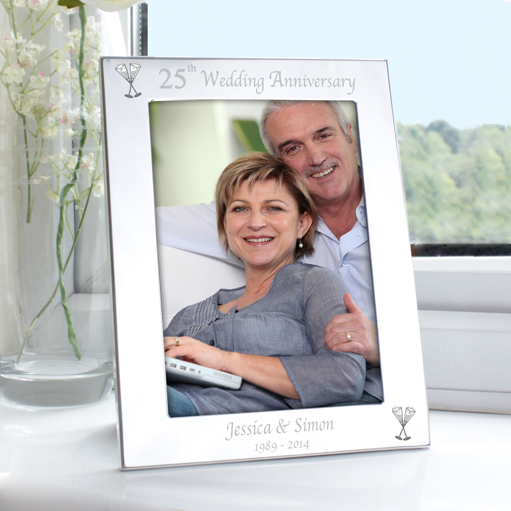 Personalised Silver 25th Anniversary 5x7 Photo Frame