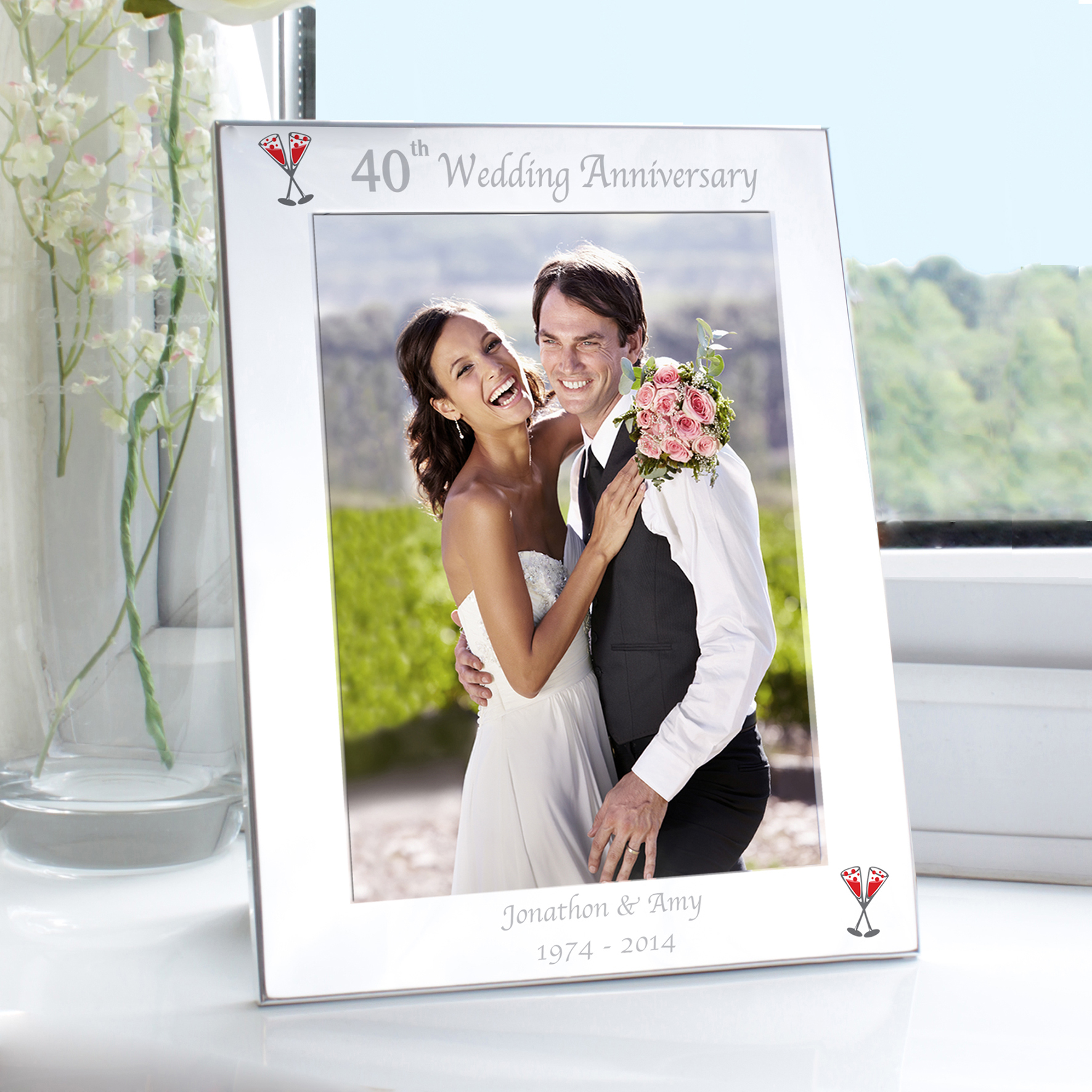 Personalised 40th Wedding Anniversary Silver 5x7 Photo Frame