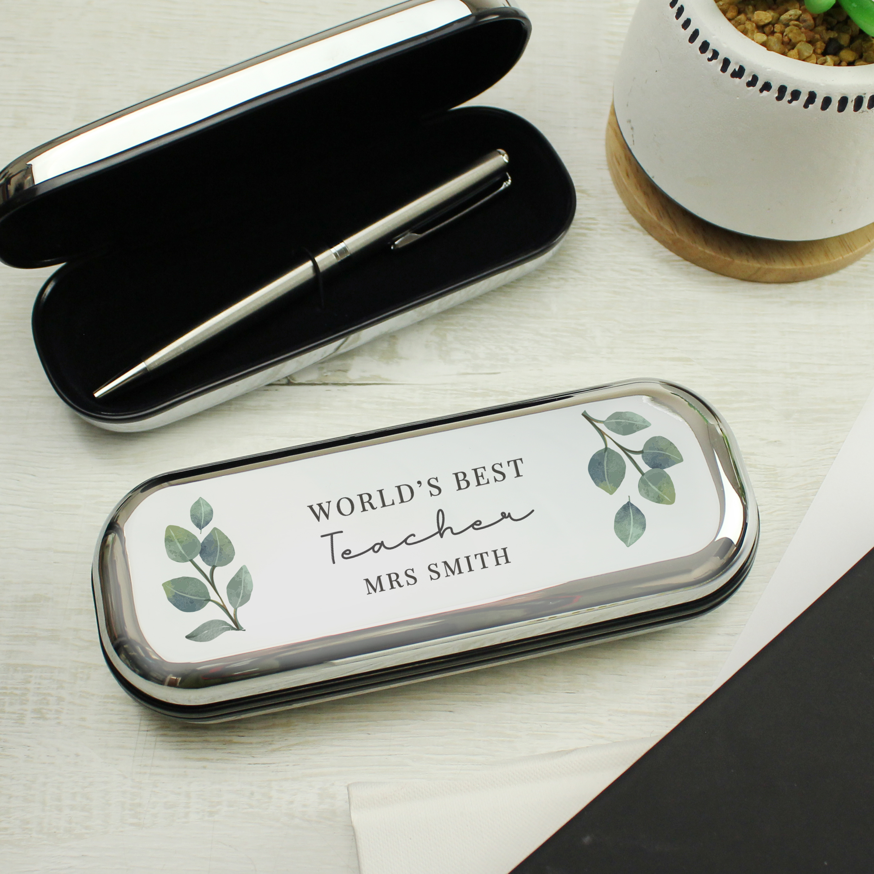Personalised Botanical Pen and Box Set | Custom Engraved Gift