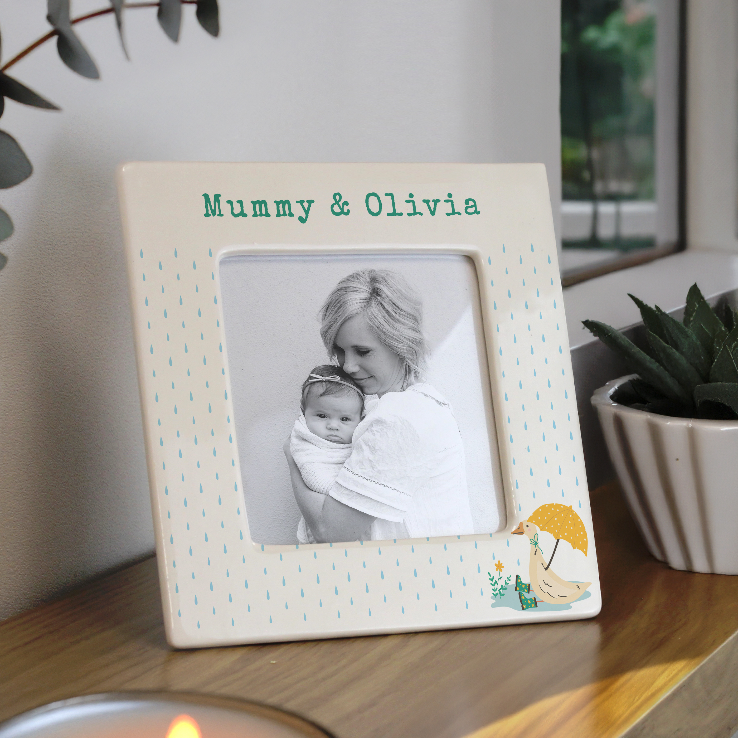 Personalised Puddle Duck Ceramic 4x4 Photo Frame
