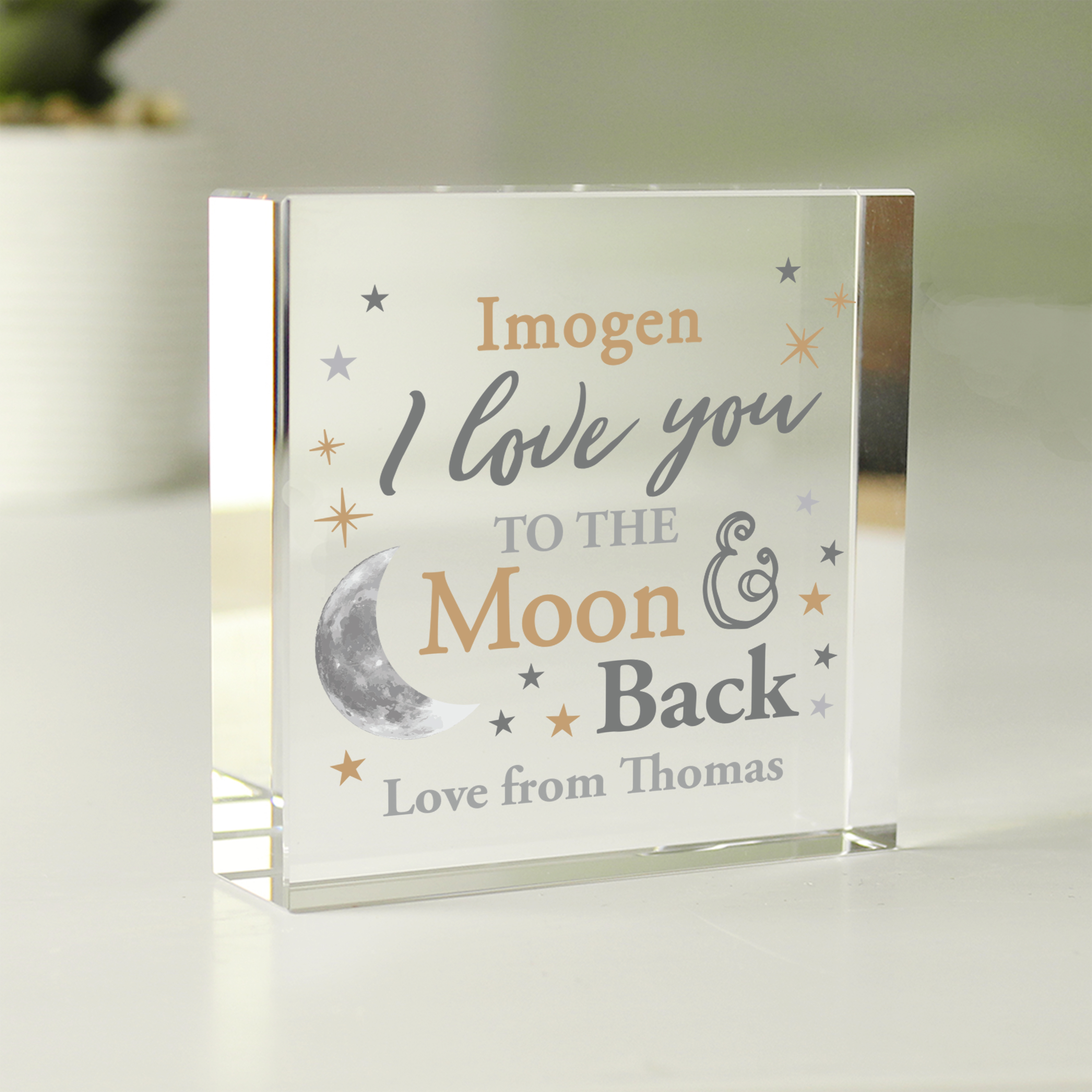 Personalised To the Moon and Back Crystal Token | Every Gift Gives