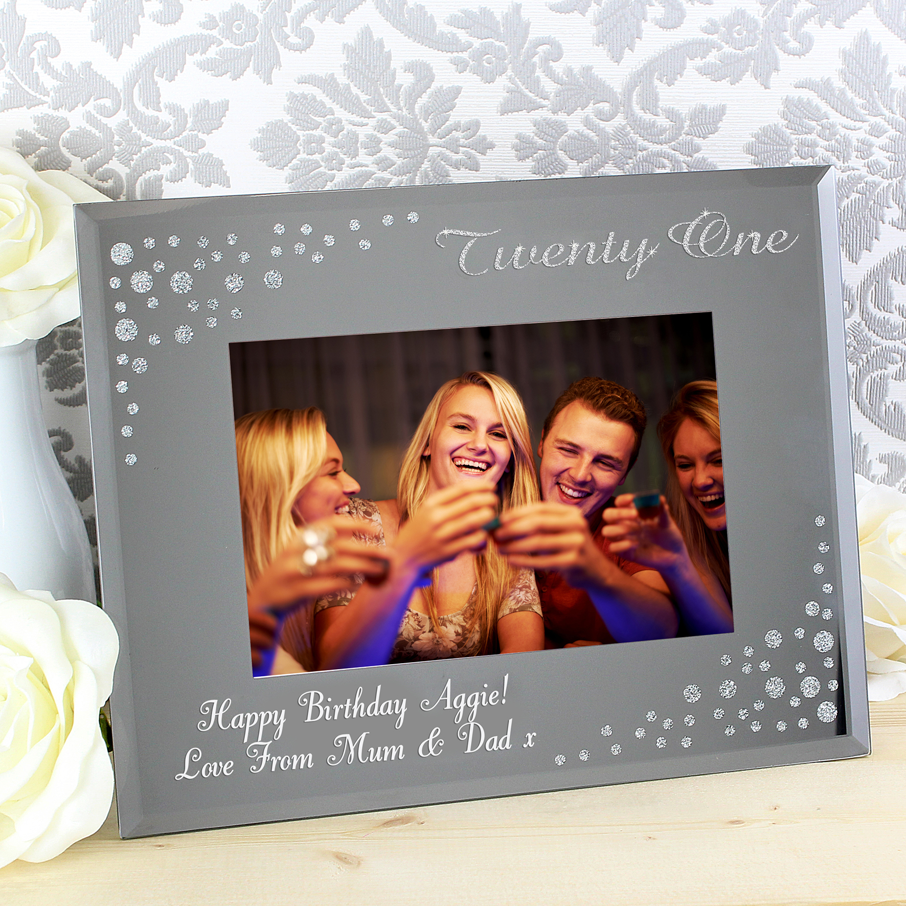 Personalised 21st Diamante Glass 6x4 Photo Frame