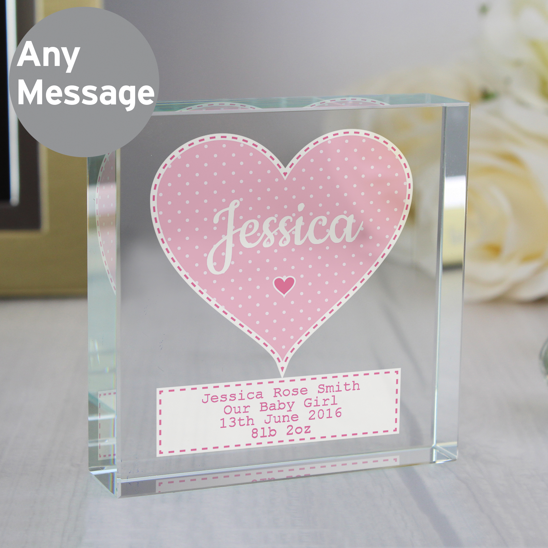 Personalised Stitch & Dot Baby Girl Crystal Token | Every Gift Gives