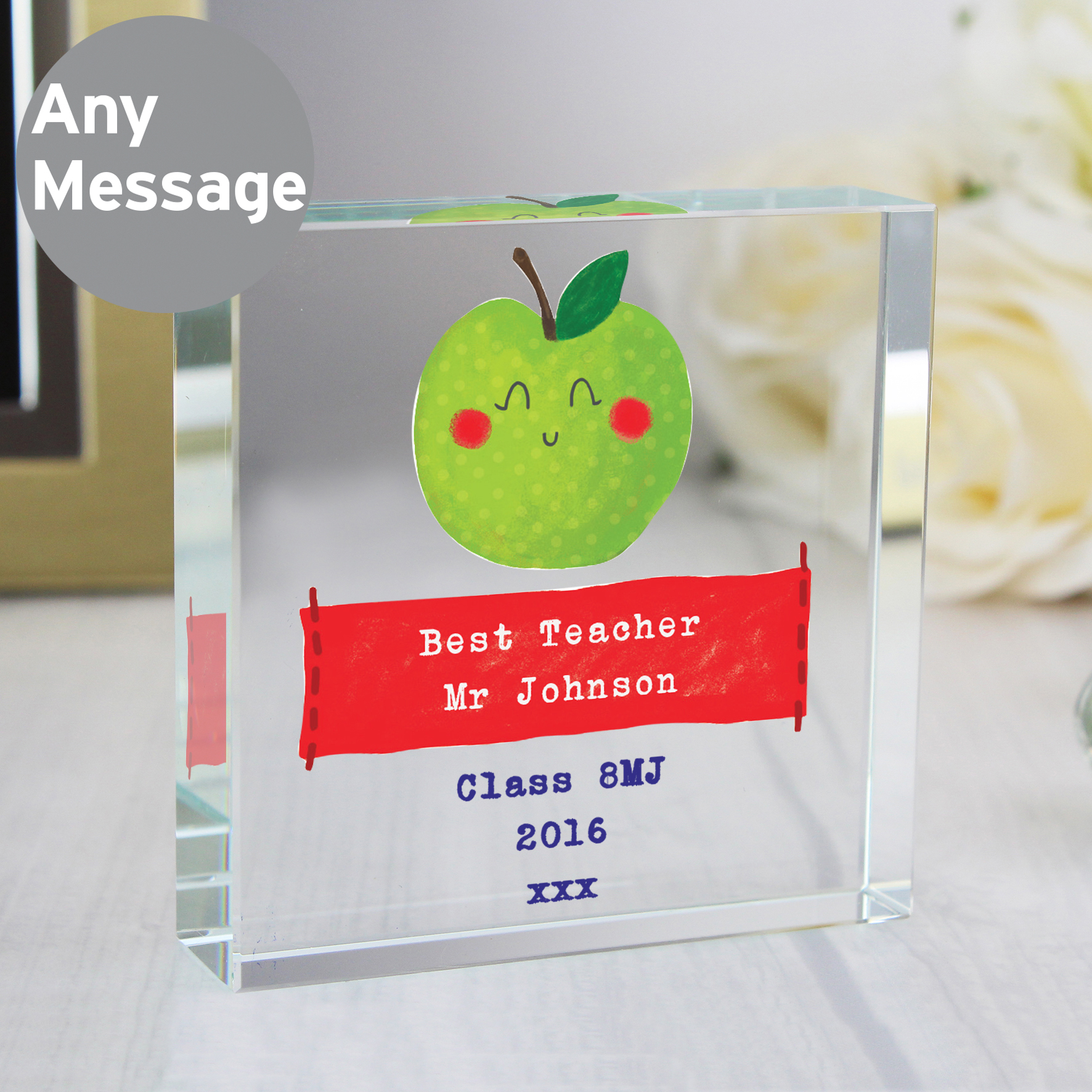 Personalised Apple Crystal Token for Teachers | Every Gift Gives