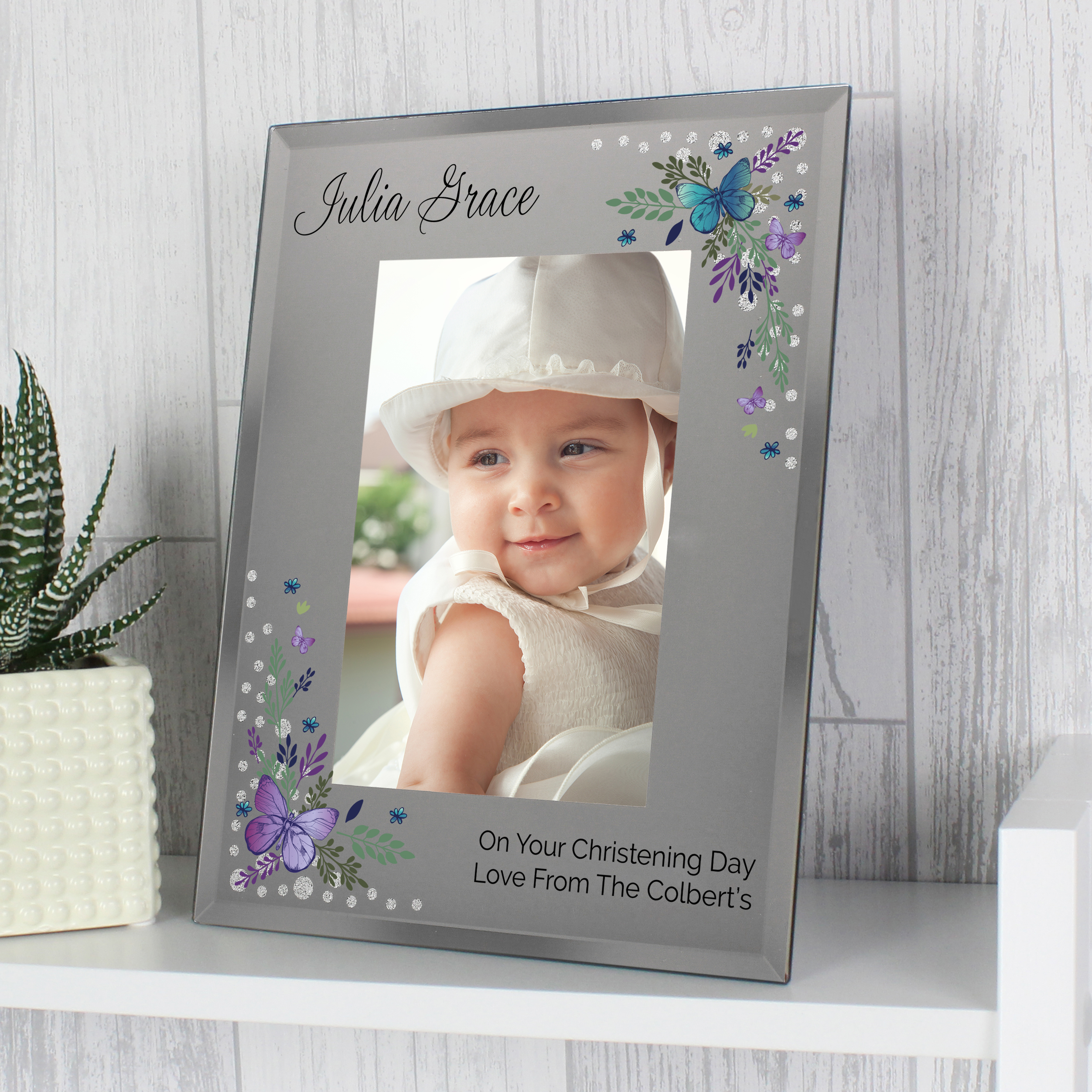 Personalised Butterfly Glass Photo Frame 4x6