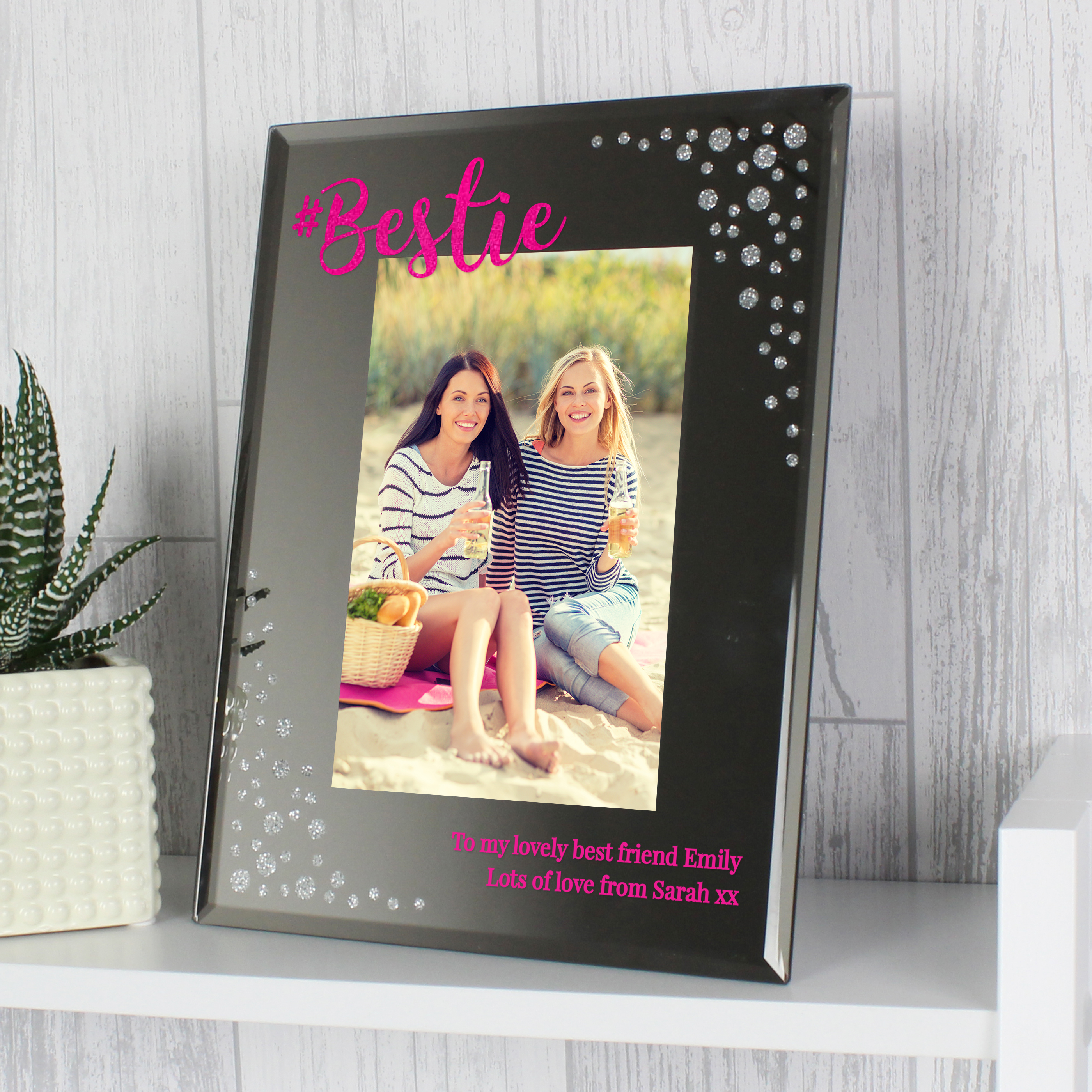 Personalised Bestie Diamante Glass Photo Frame 6x4