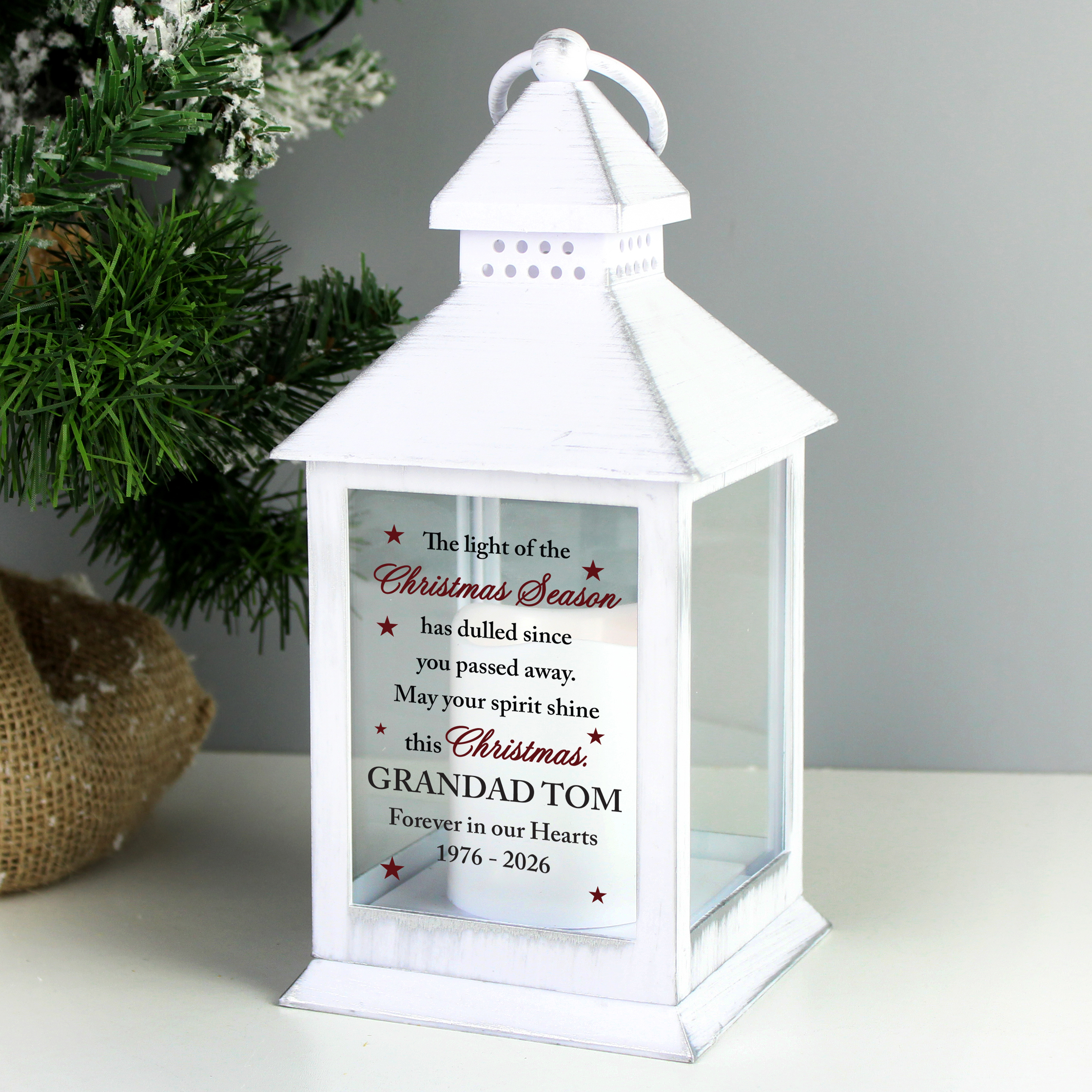 Personalised Memorial Lantern | Christmas Remembrance Light