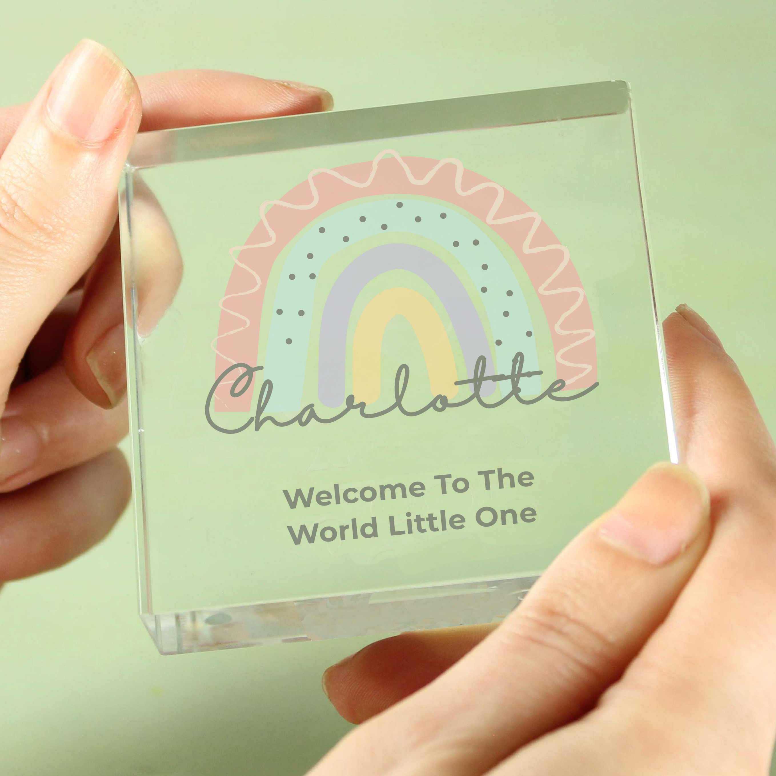 Personalised Rainbow Crystal Token | Baby & Children's Keepsake Gift