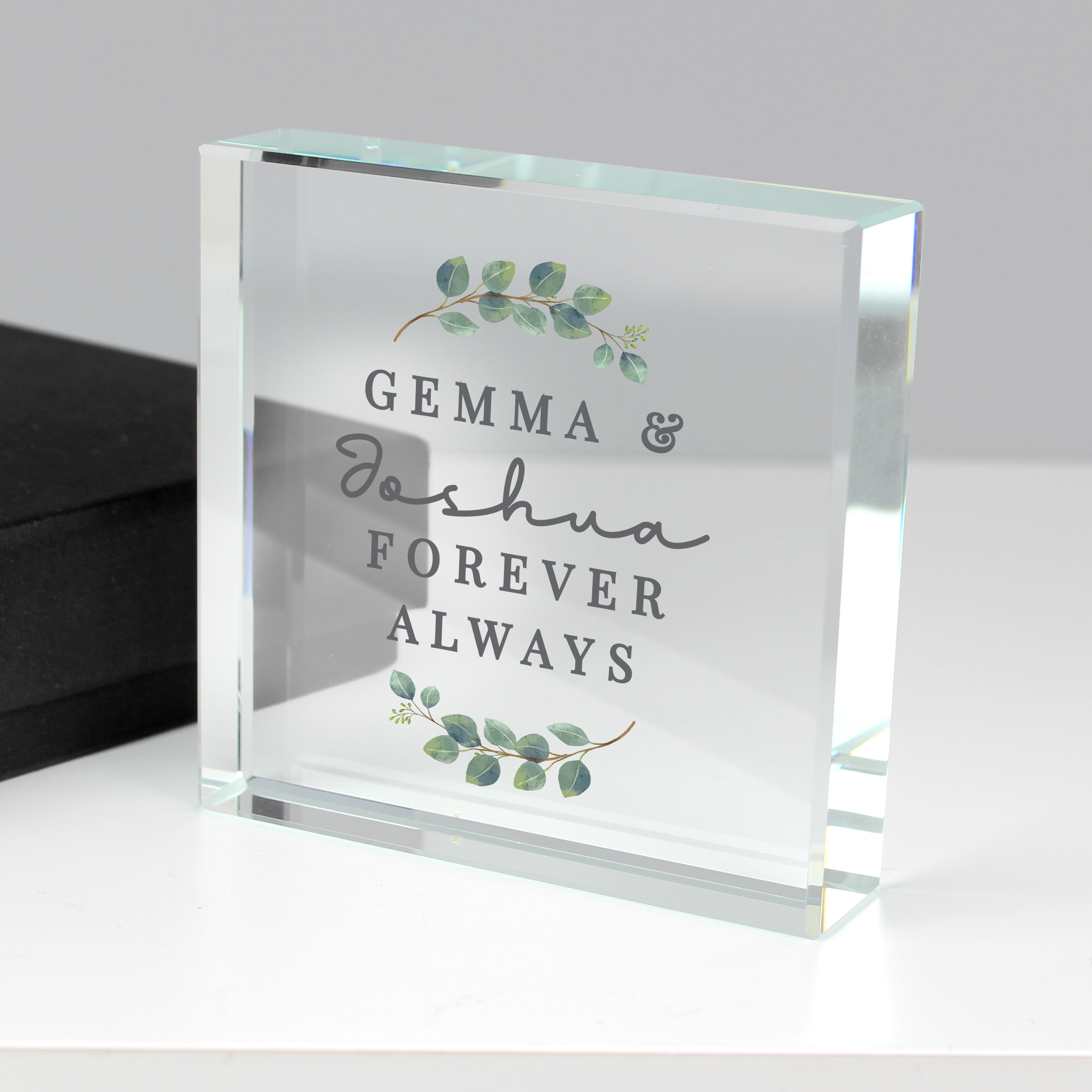 Personalised Botanical Crystal Token | Engraved Wedding Keepsake