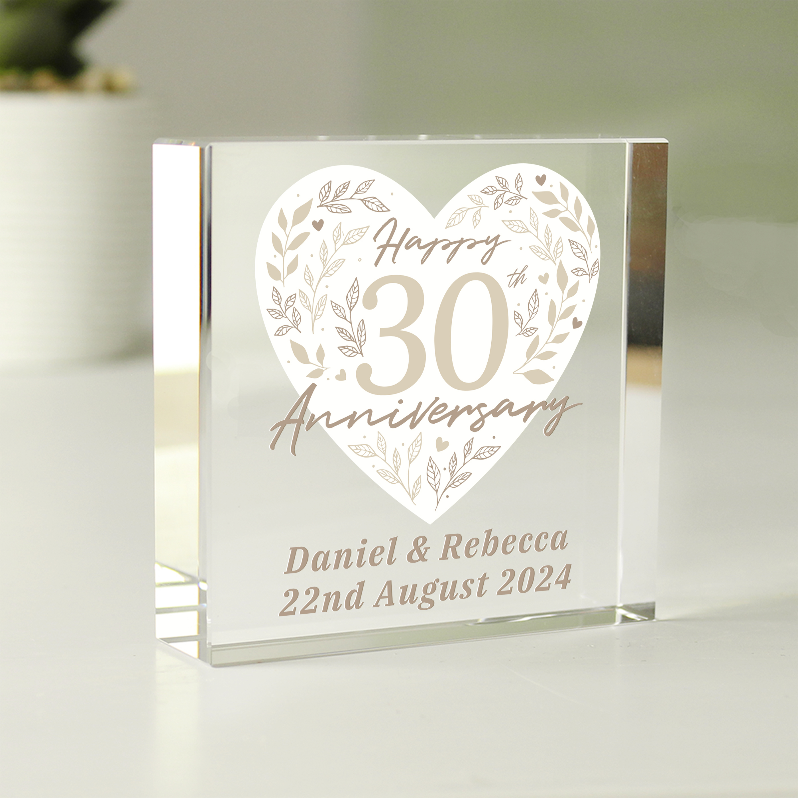 Personalised 30th Anniversary Crystal Token | Pearl Wedding Keepsake