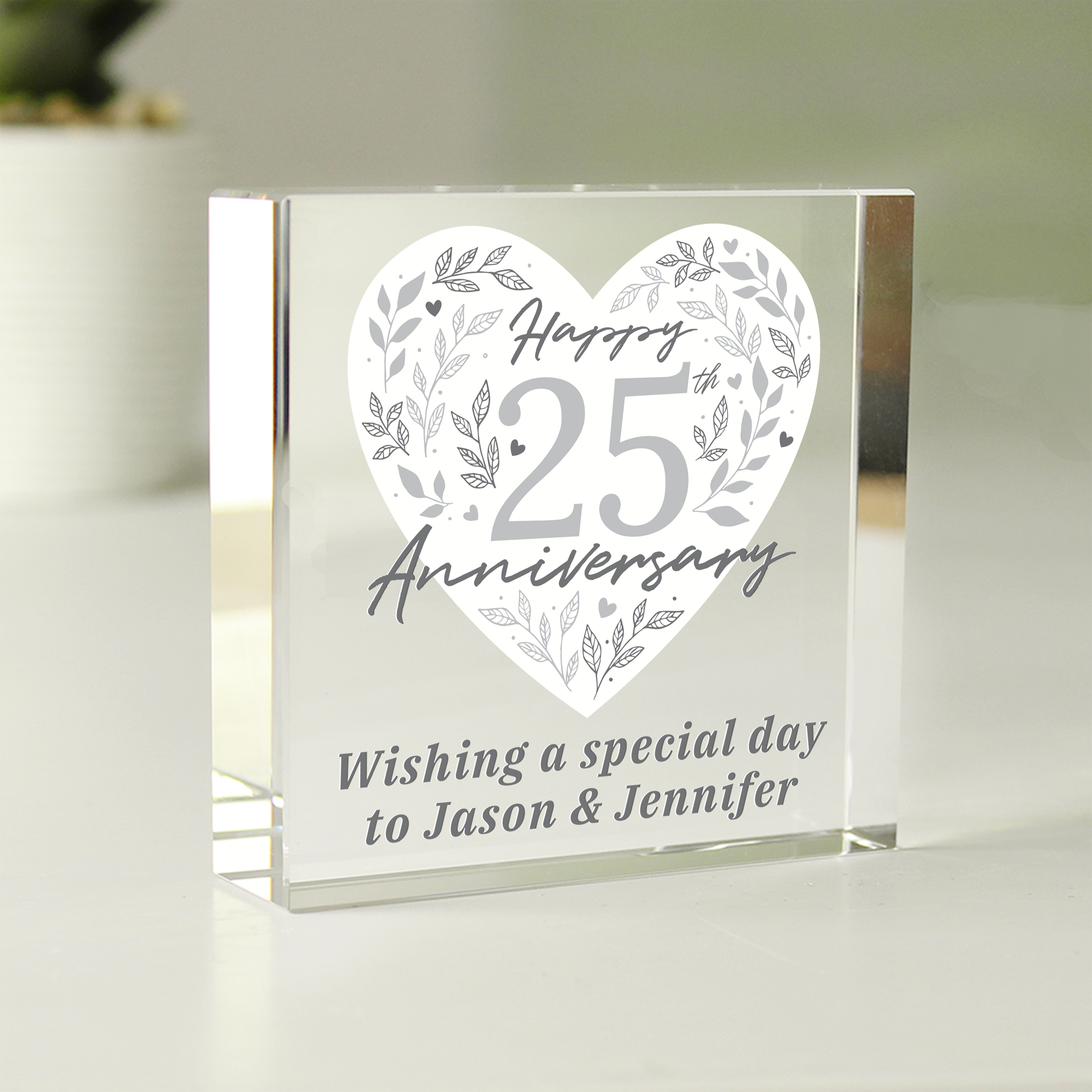 Personalised 25th Anniversary Crystal Token | Silver Wedding Keepsake