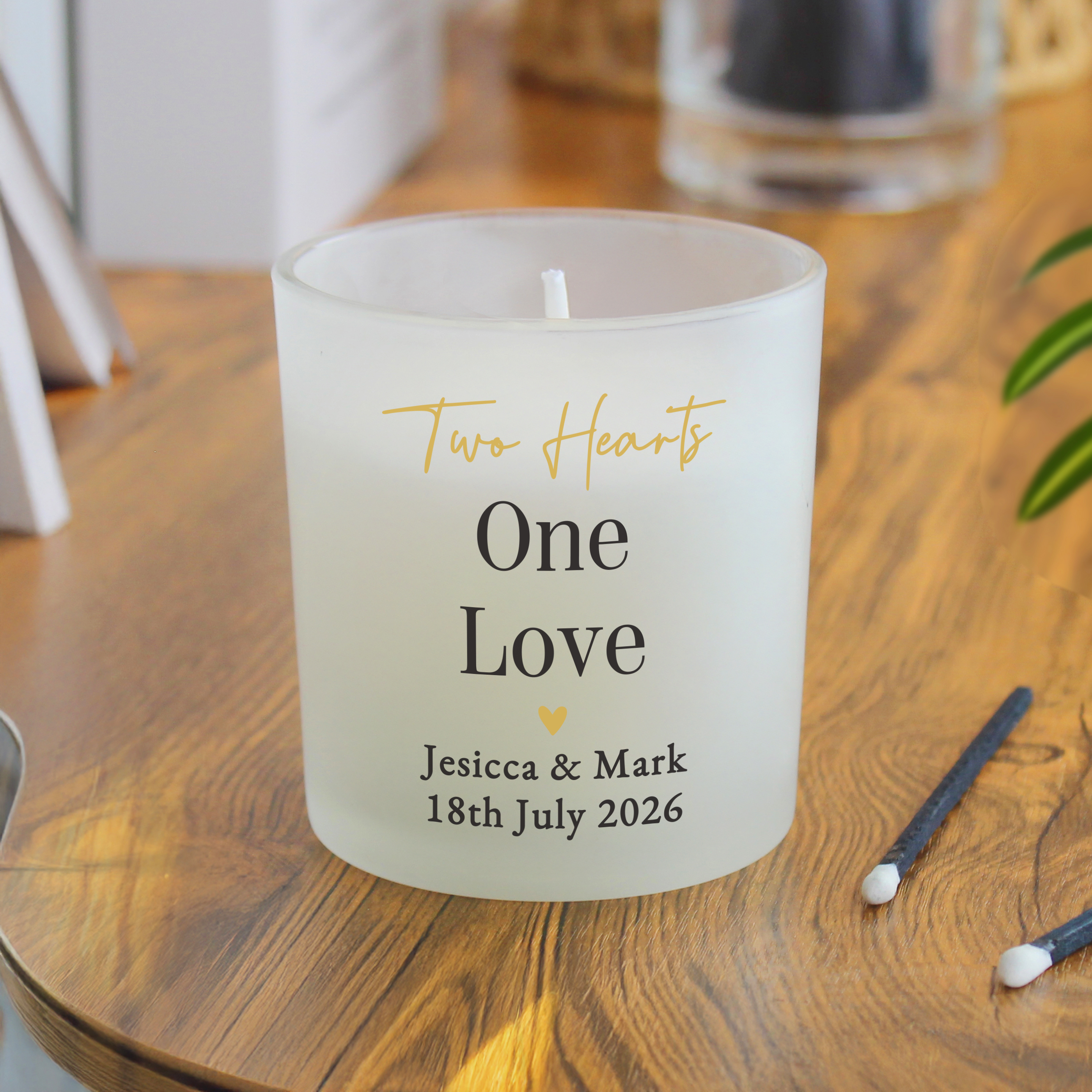 Personalised Black & Gold Frosted Candle with Custom Text