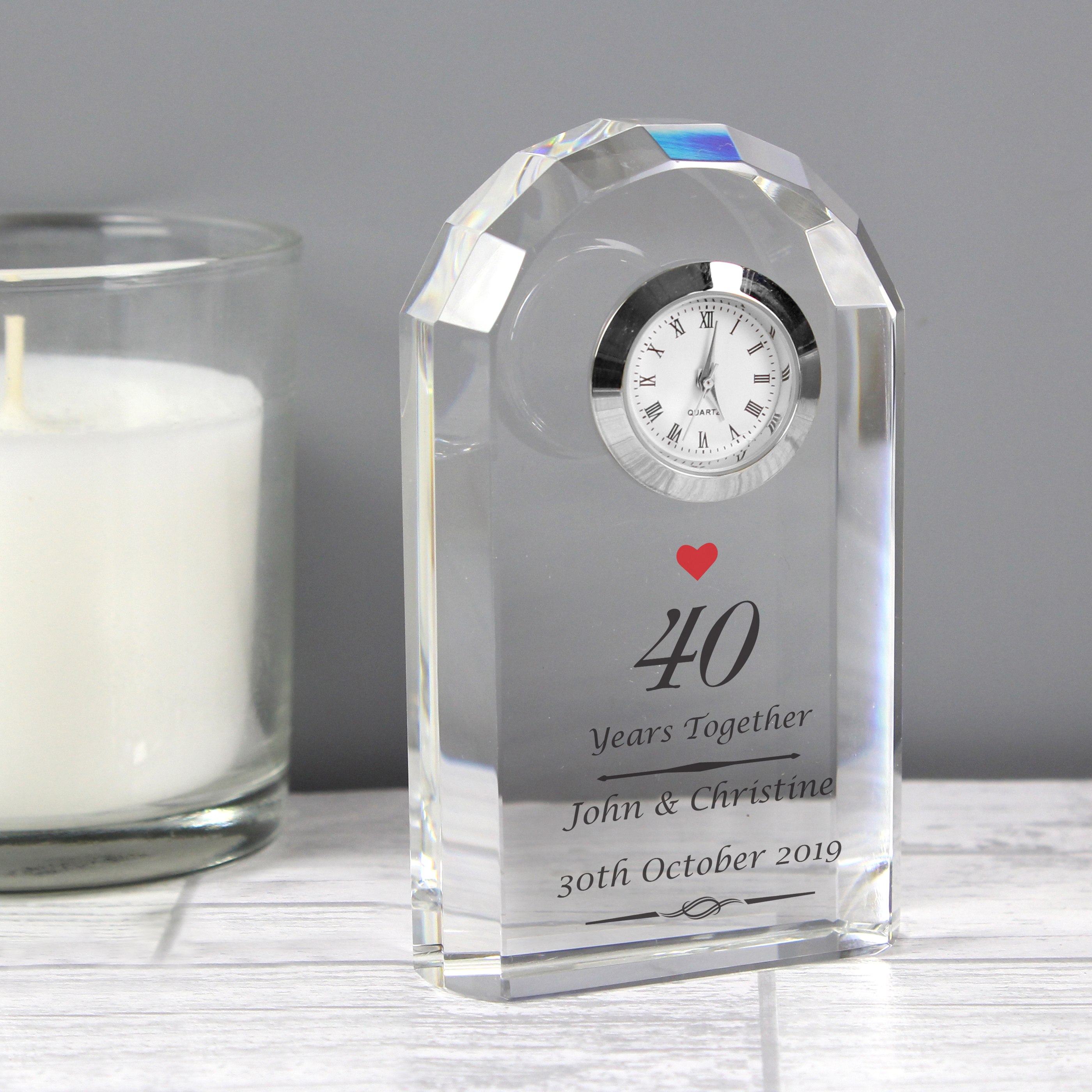 Personalised Ruby Anniversary Crystal Clock | Custom Gift