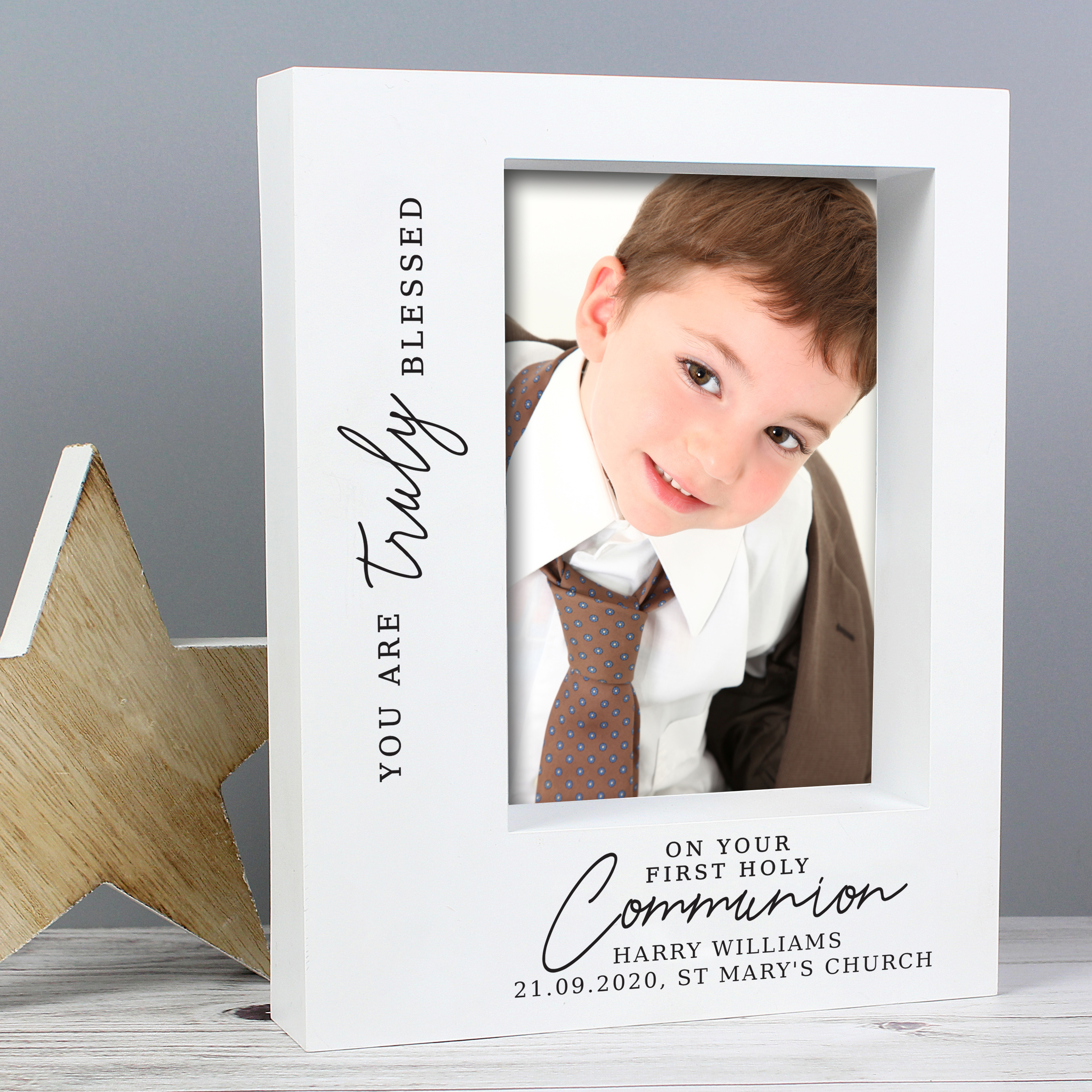 Personalised 'Truly Blessed' First Holy Communion Box Photo Frame