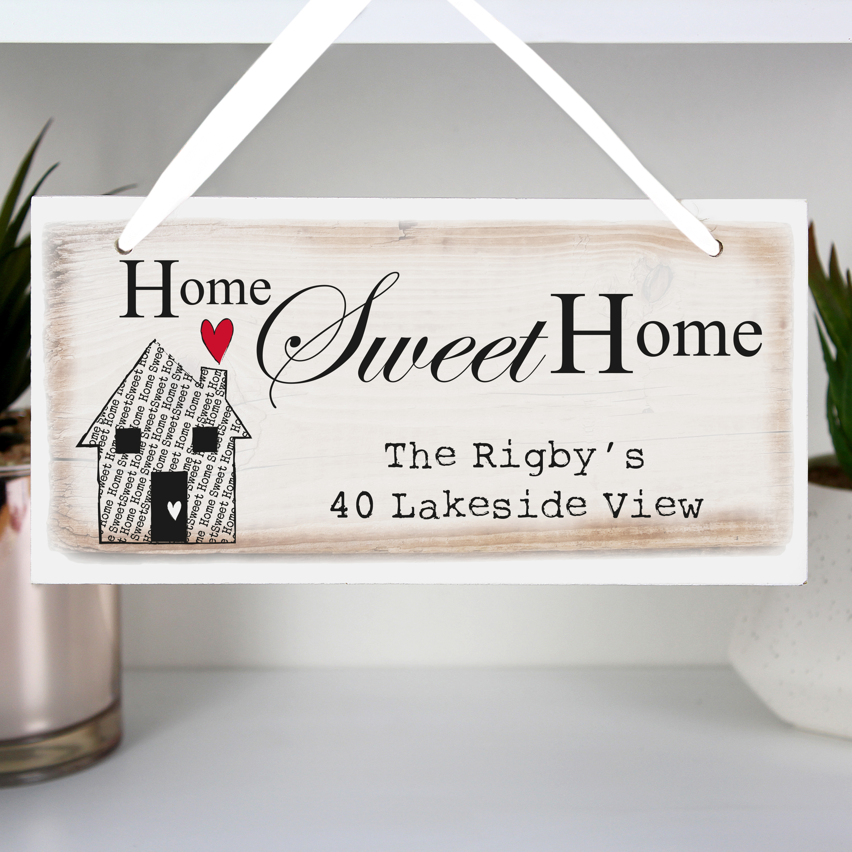 Personalised Home Sweet Home Wooden Sign | Custom Decor