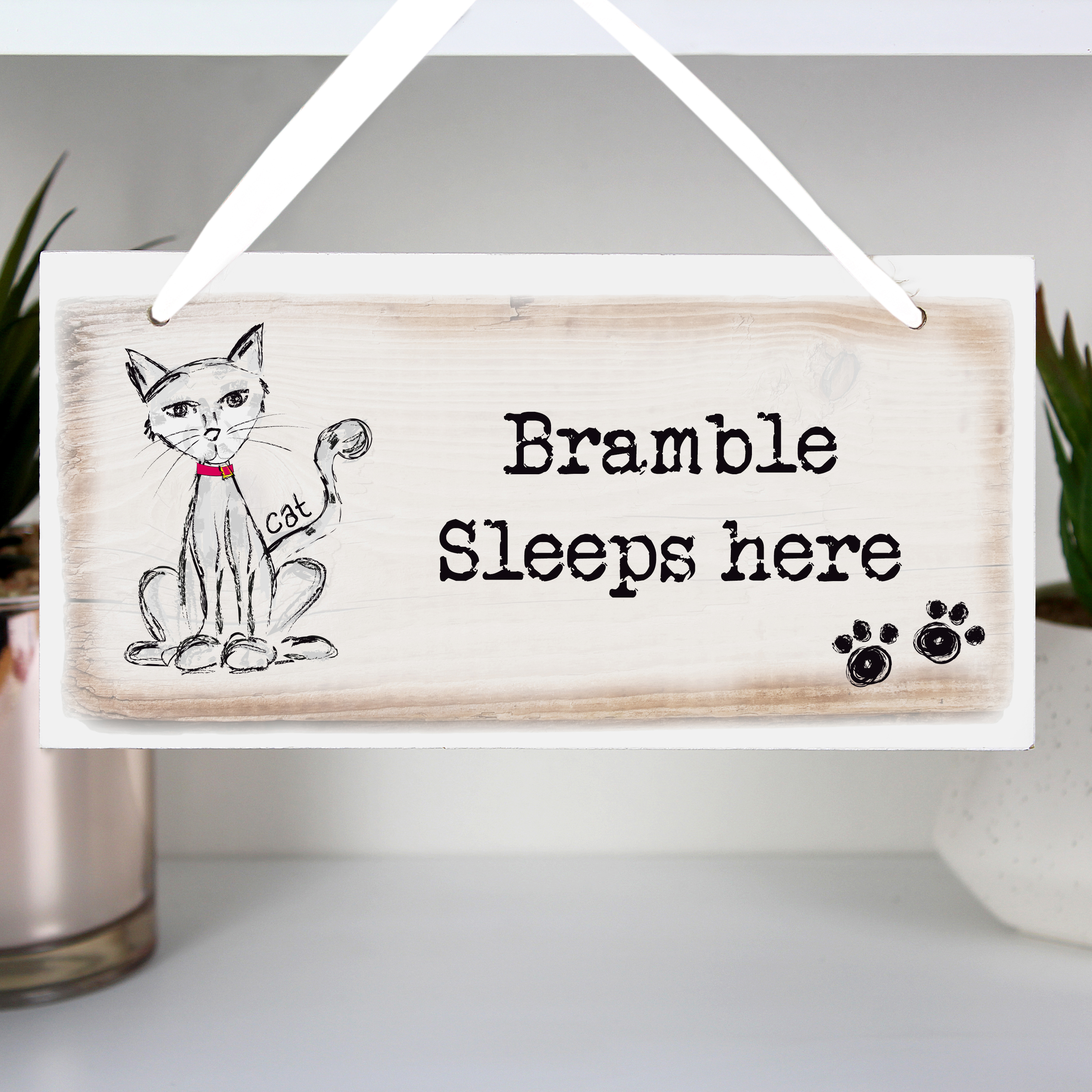 Personalised Cat Wooden Sign | Custom Pet Decoration