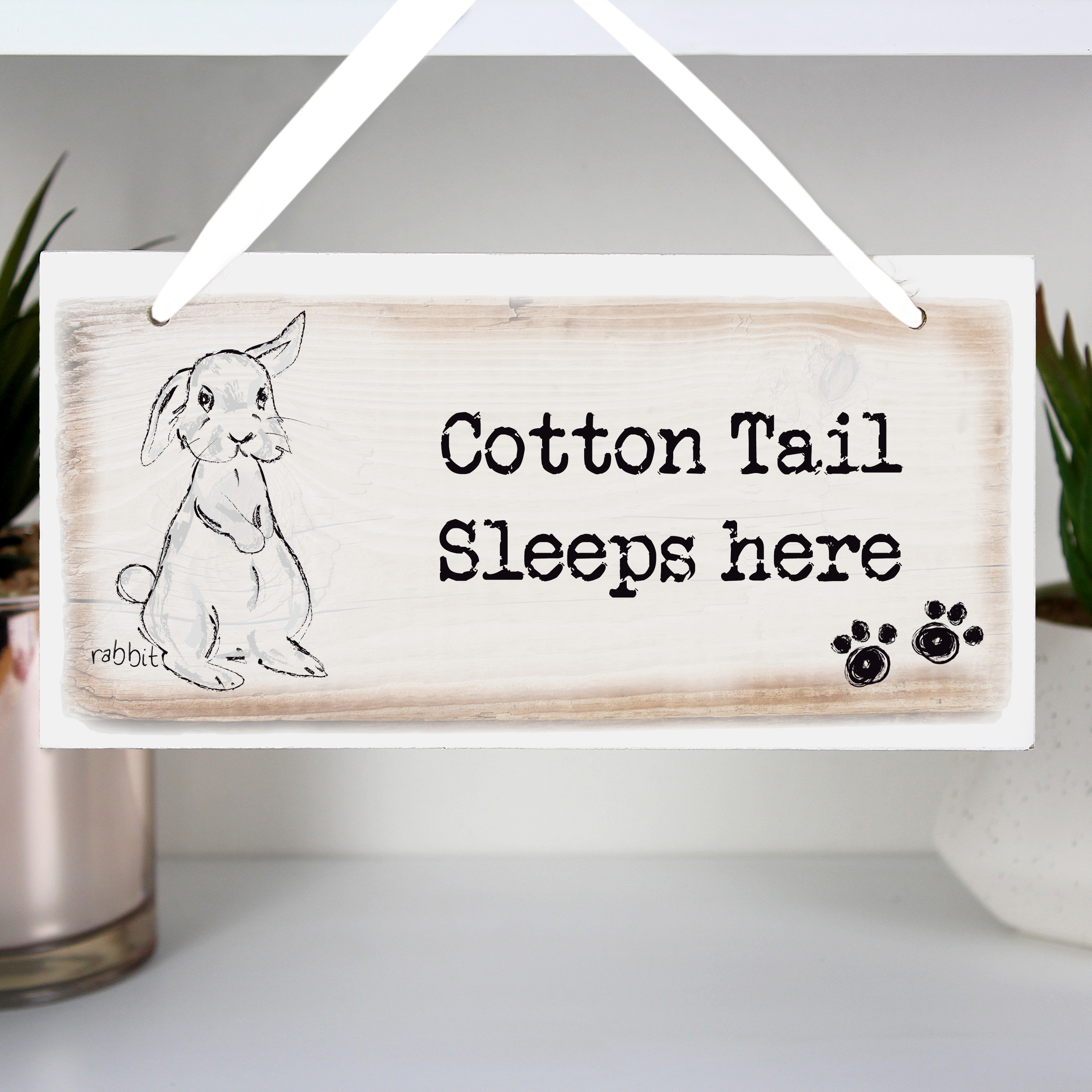 Personalised Rabbit Wooden Sign | Custom Pet Decoration
