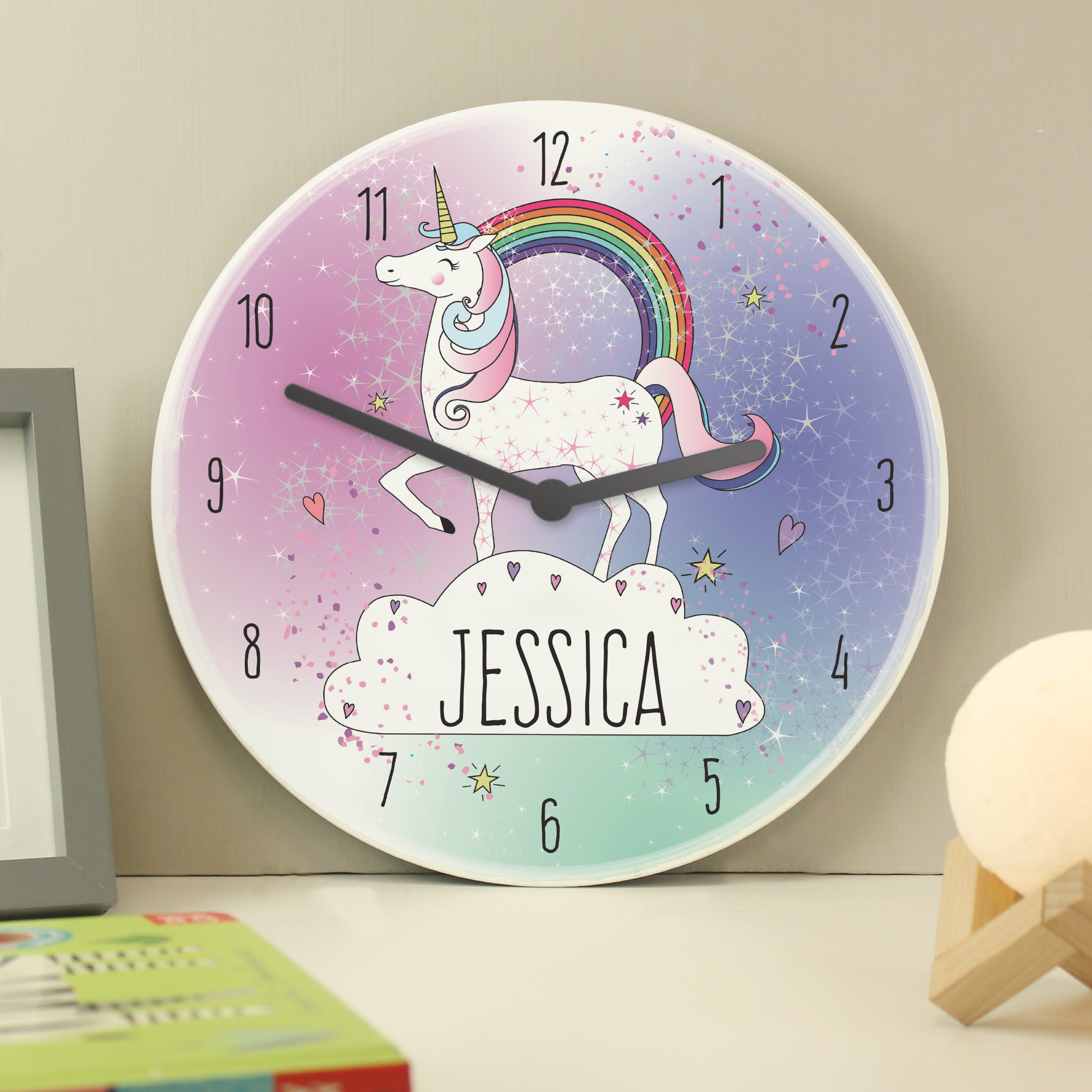 Personalised Unicorn Wooden Clock | Custom Gift for Kids