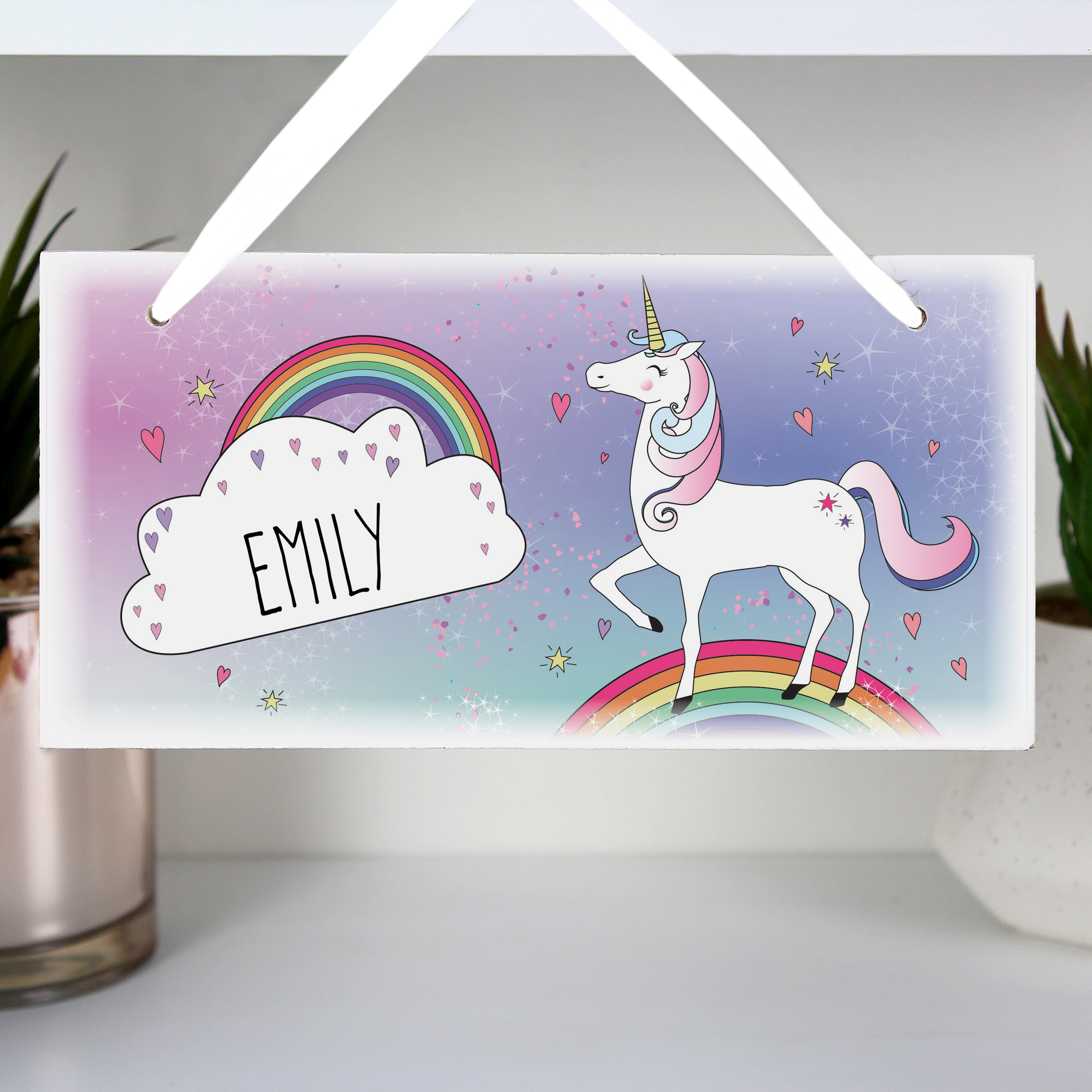 Personalised Unicorn Wooden Sign | Custom Bedroom Decor
