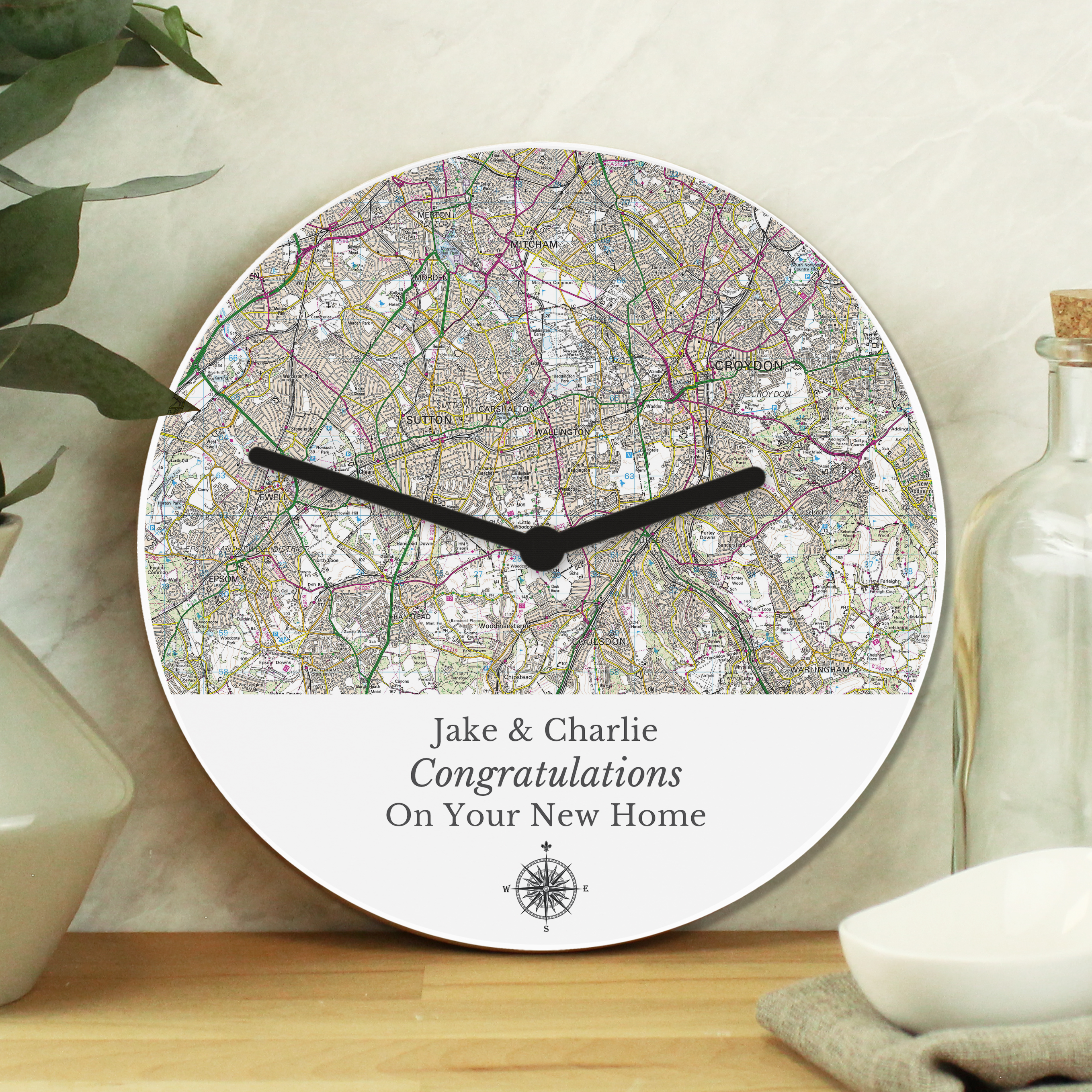 Personalised Present Day Map Wooden Clock | Custom Gift