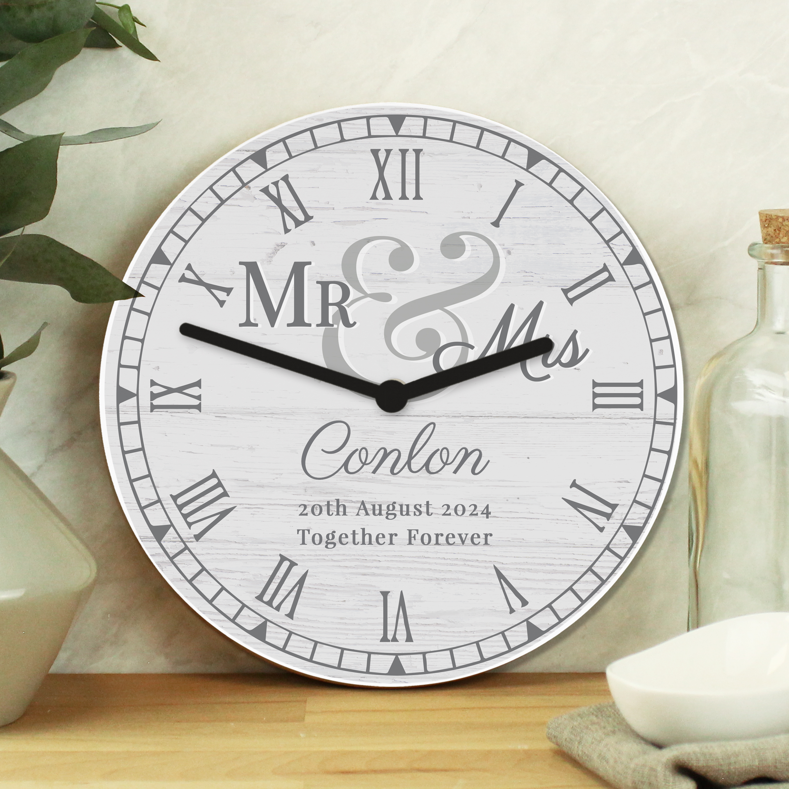 Personalised Mr & Mrs Wooden Clock | Custom Gift