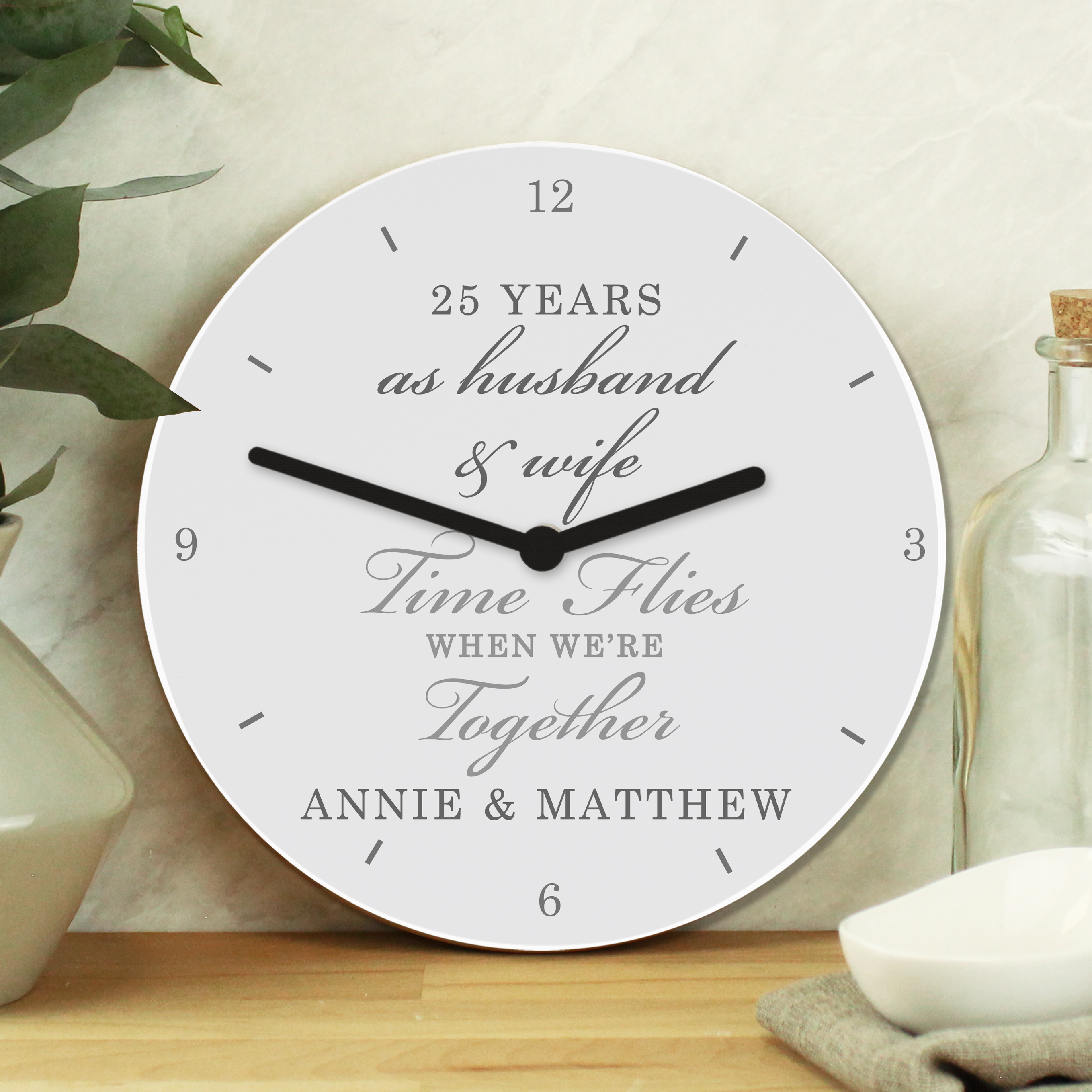 Personalised Anniversary Wooden Clock | Custom Gift