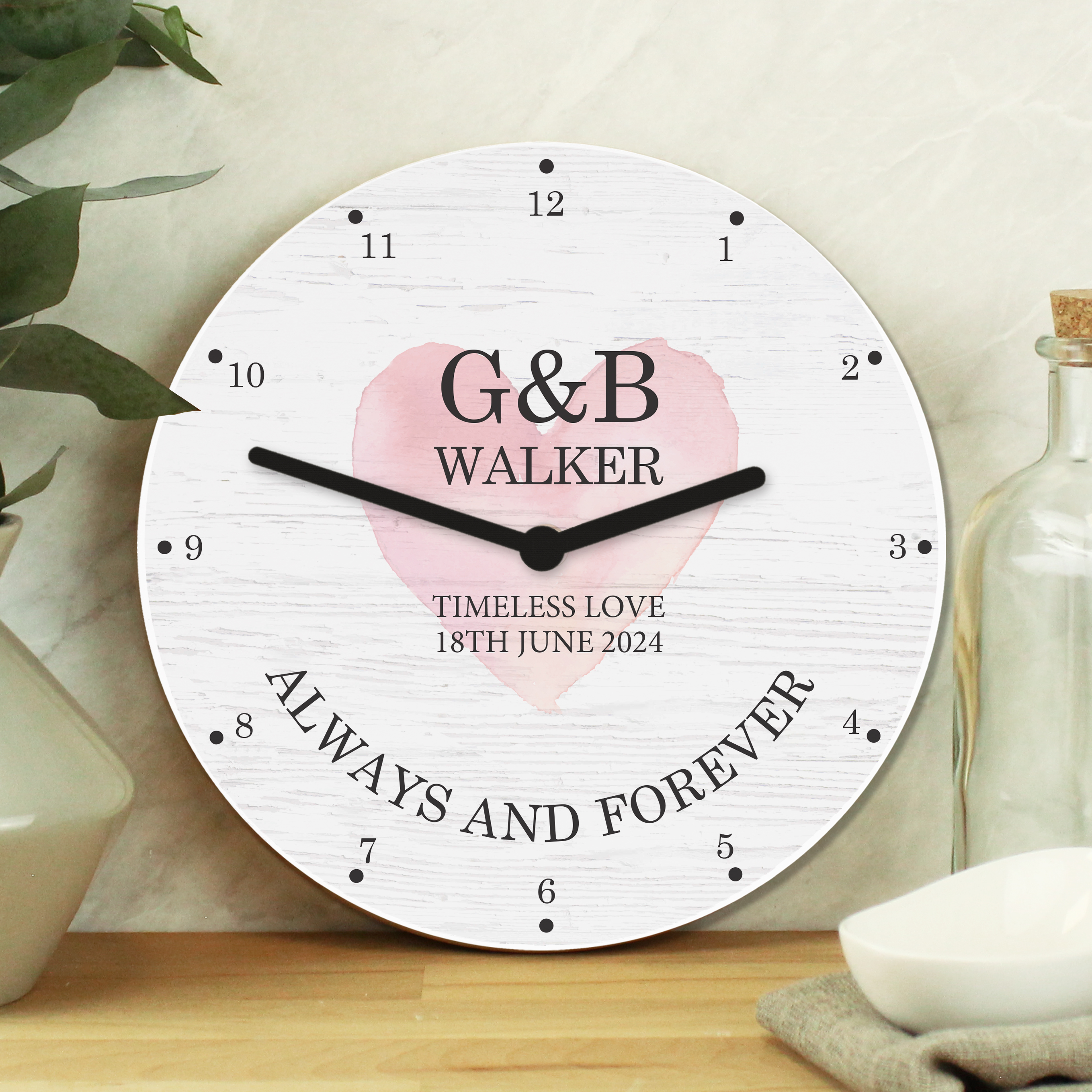 Personalised Couples Wooden Clock | Custom Gift