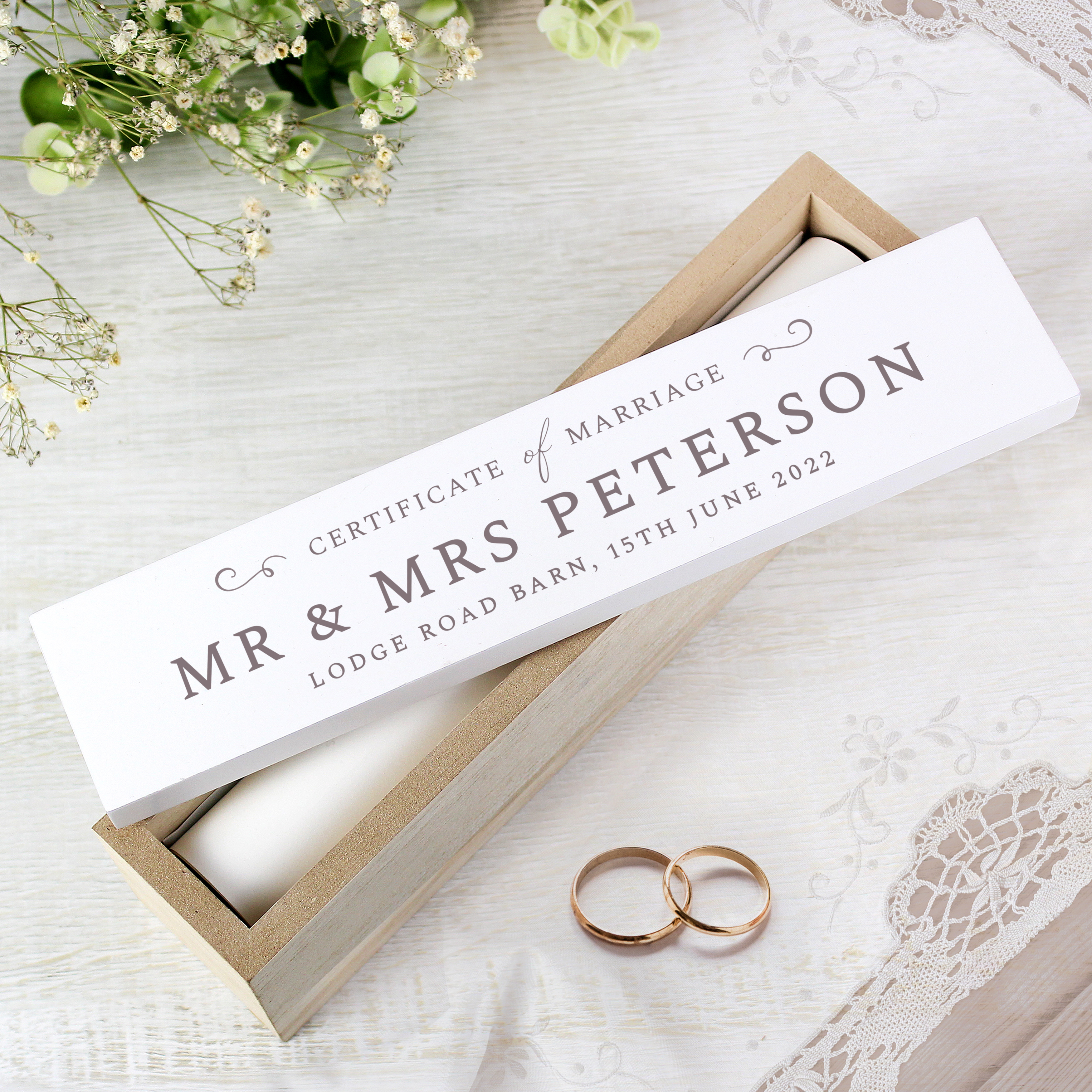 Personalised Wedding Certificate Holder | Wooden Keepsake Box
