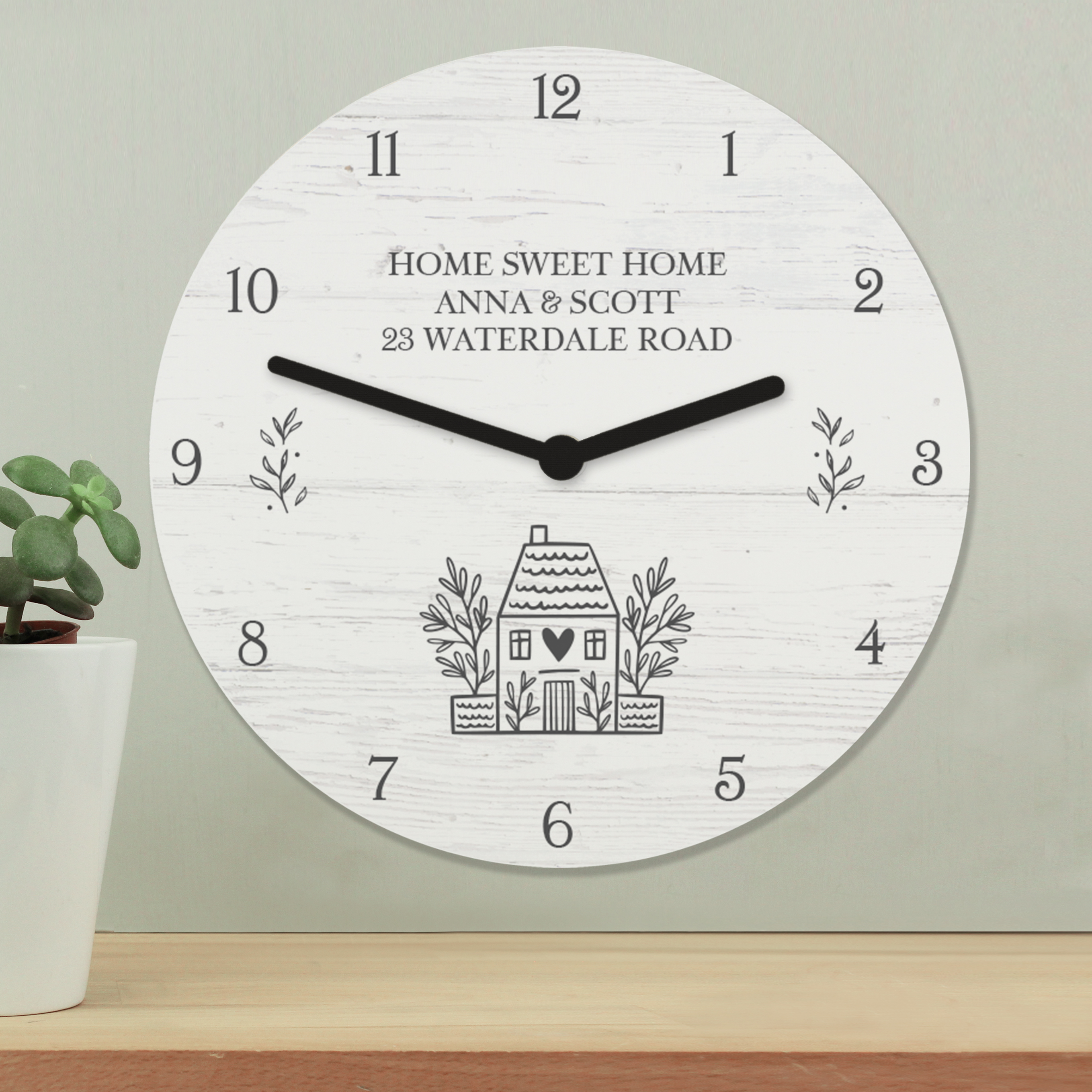 Personalised Shabby Chic Wooden Clock | Custom Home Gift