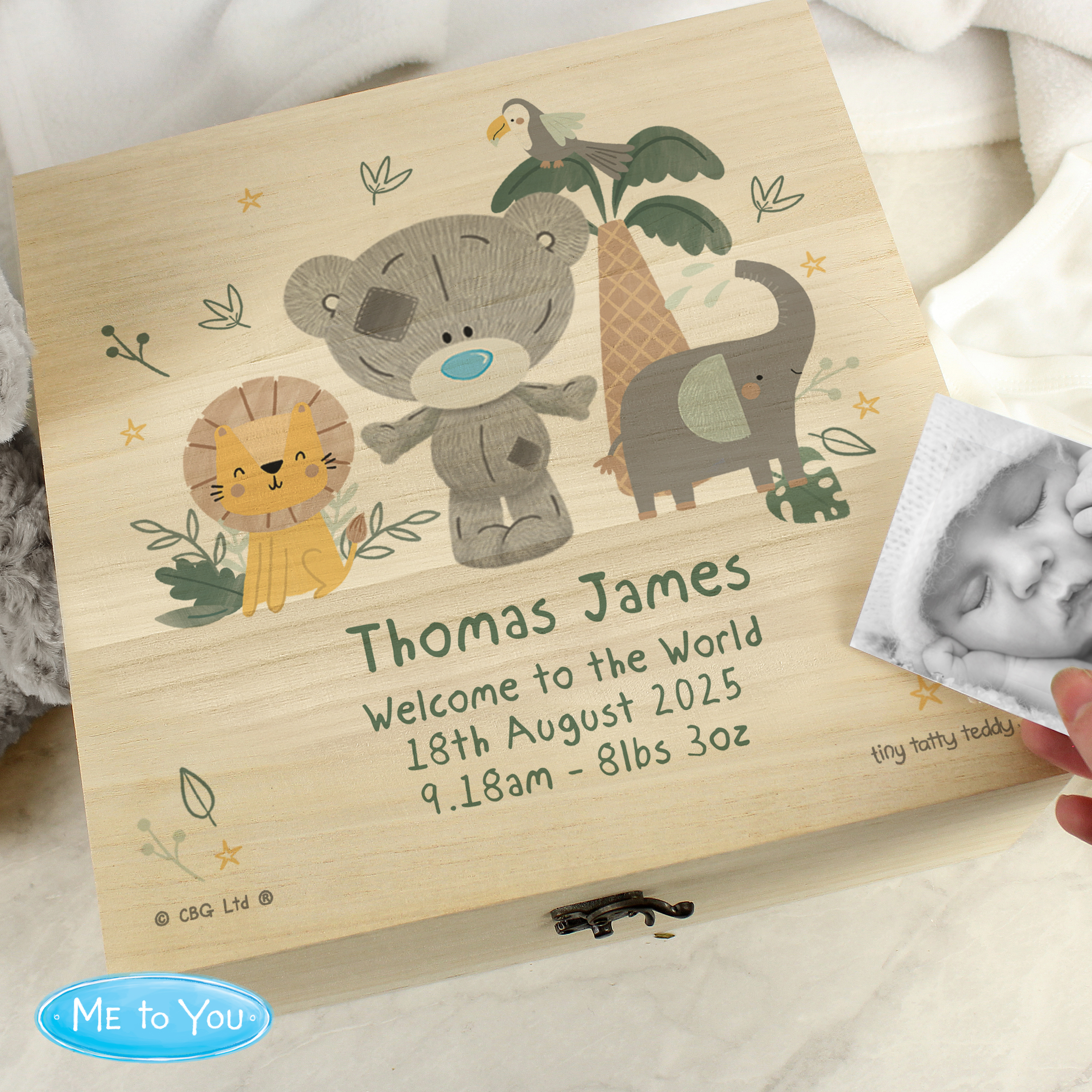 Personalised Tiny Tatty Teddy Jungle Keepsake Box - Wild One