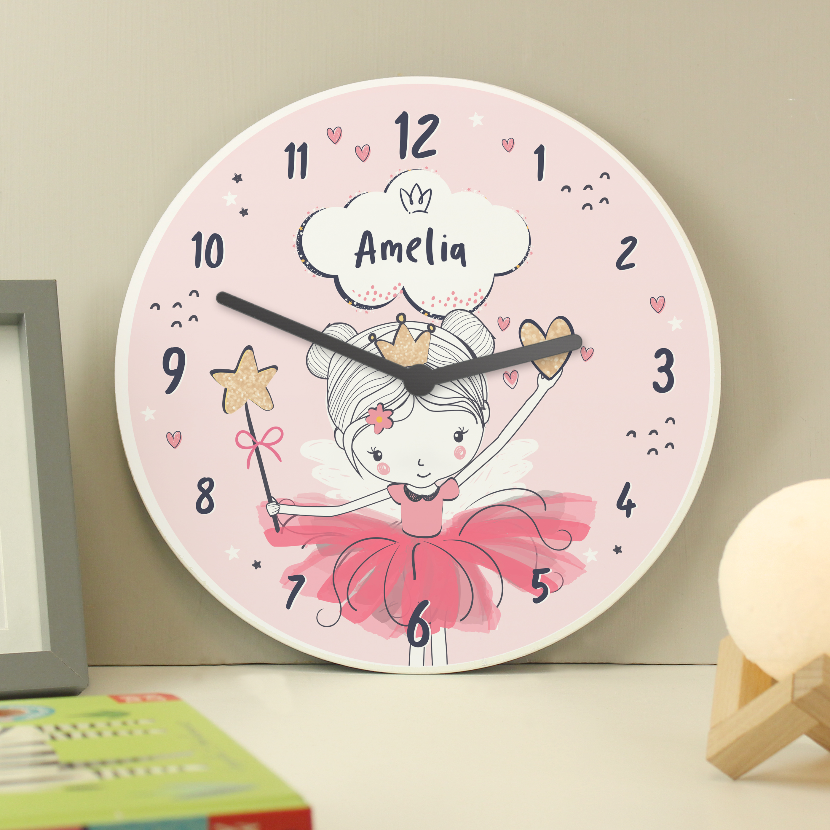 Personalised Princess Ballerina Wooden Children's Clock