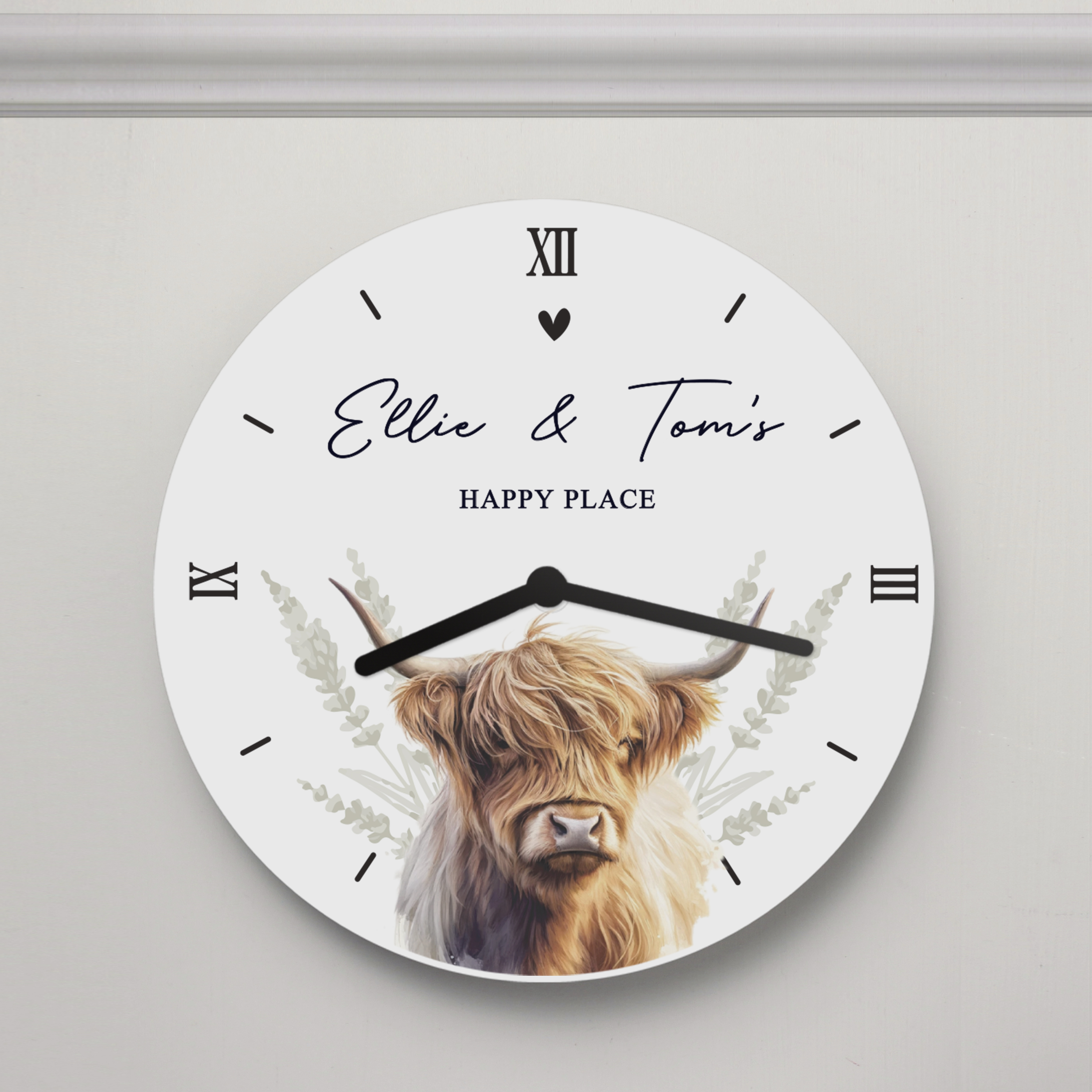 Personalised Highland Cow Wooden Clock | Custom Gift