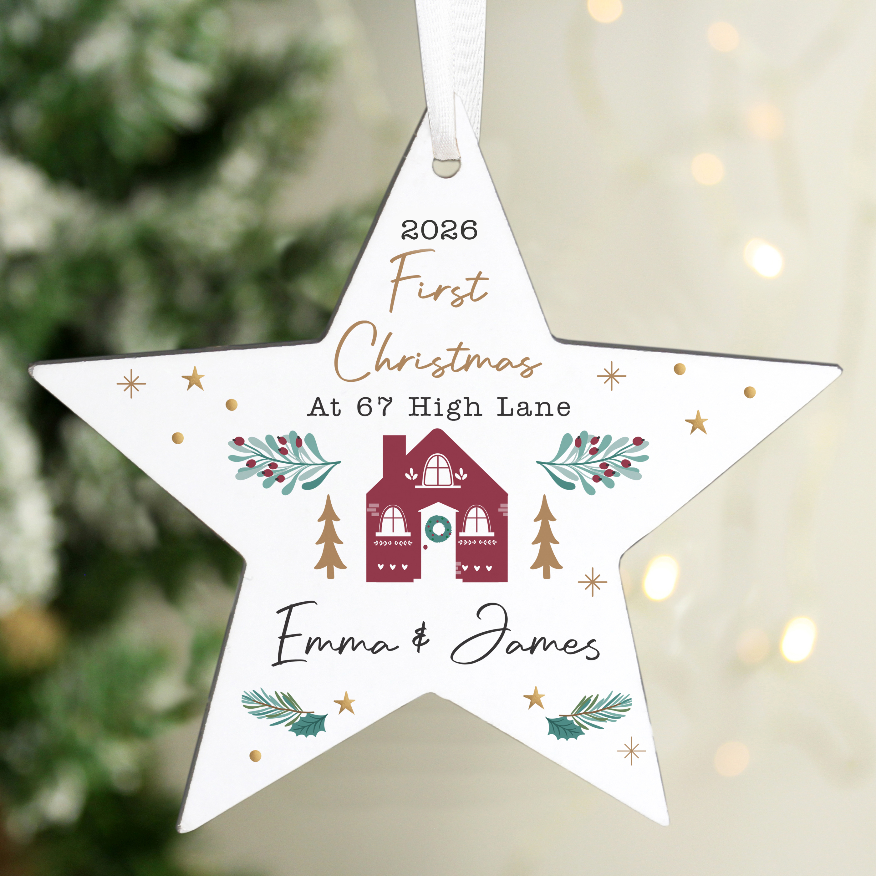 Personalised Home For Christmas Star Ornament | First Christmas Gift