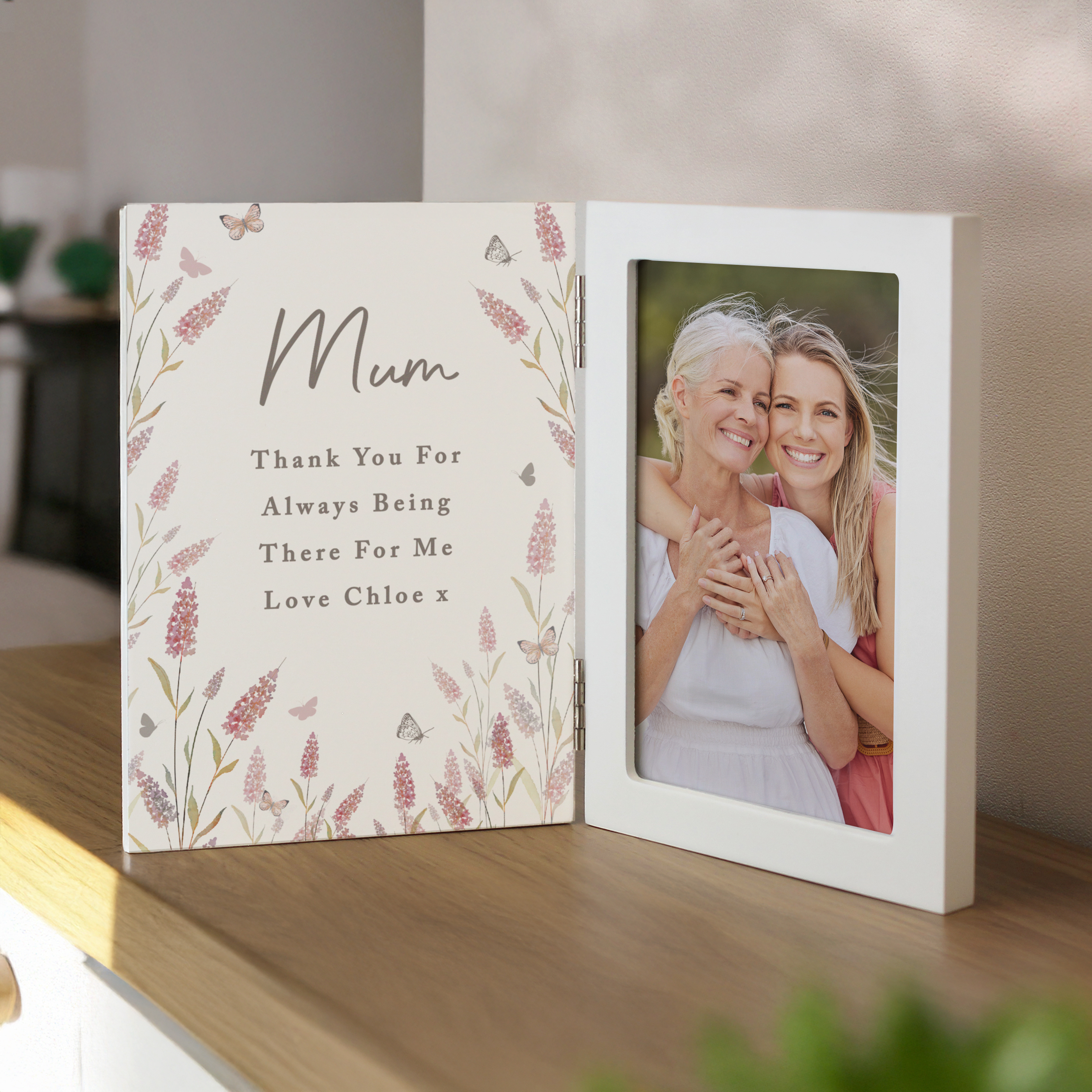 Personalised Floral Wooden 6x4 Photo Frame