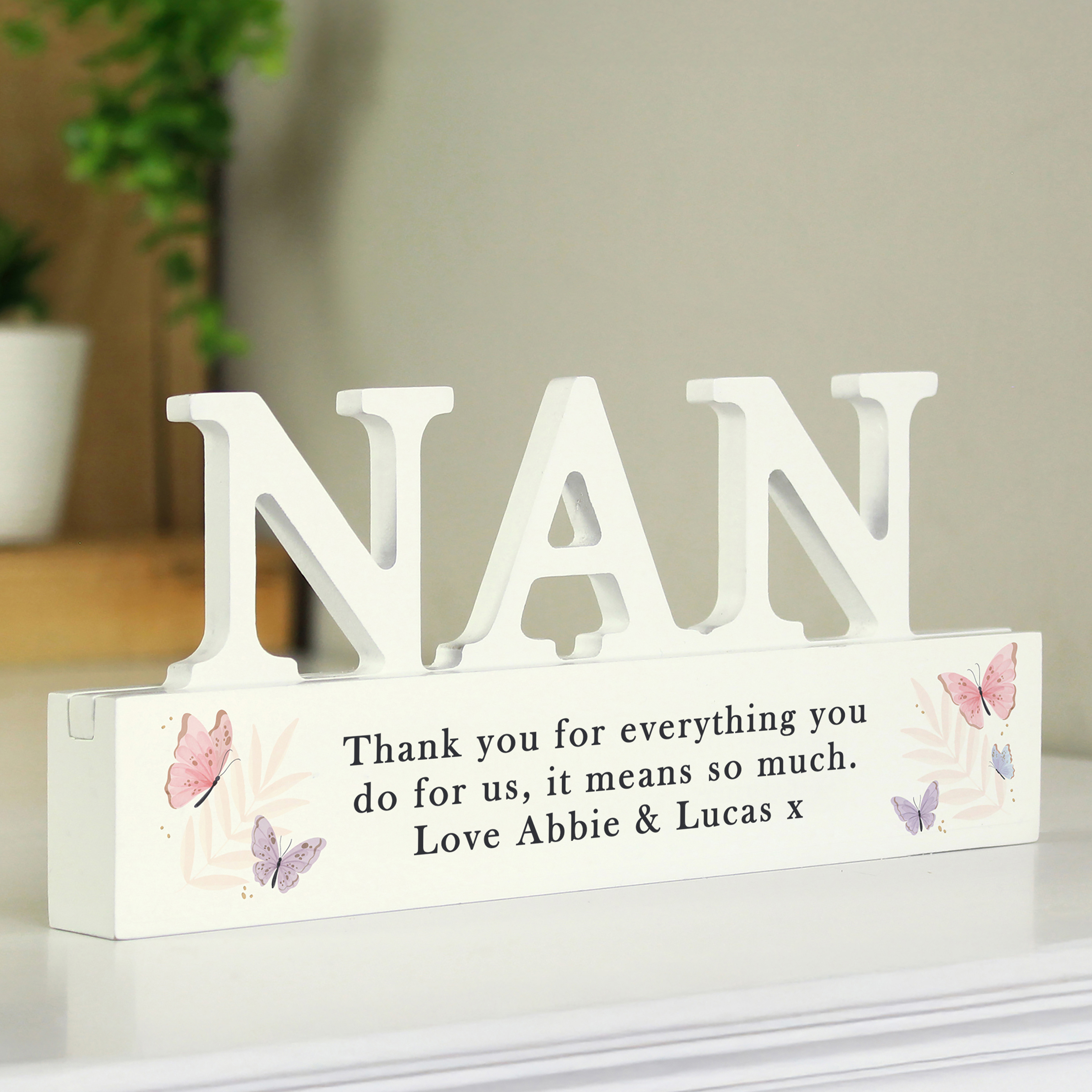 Personalised Butterfly Nan Ornament | Wooden Keepsake with Custom Text