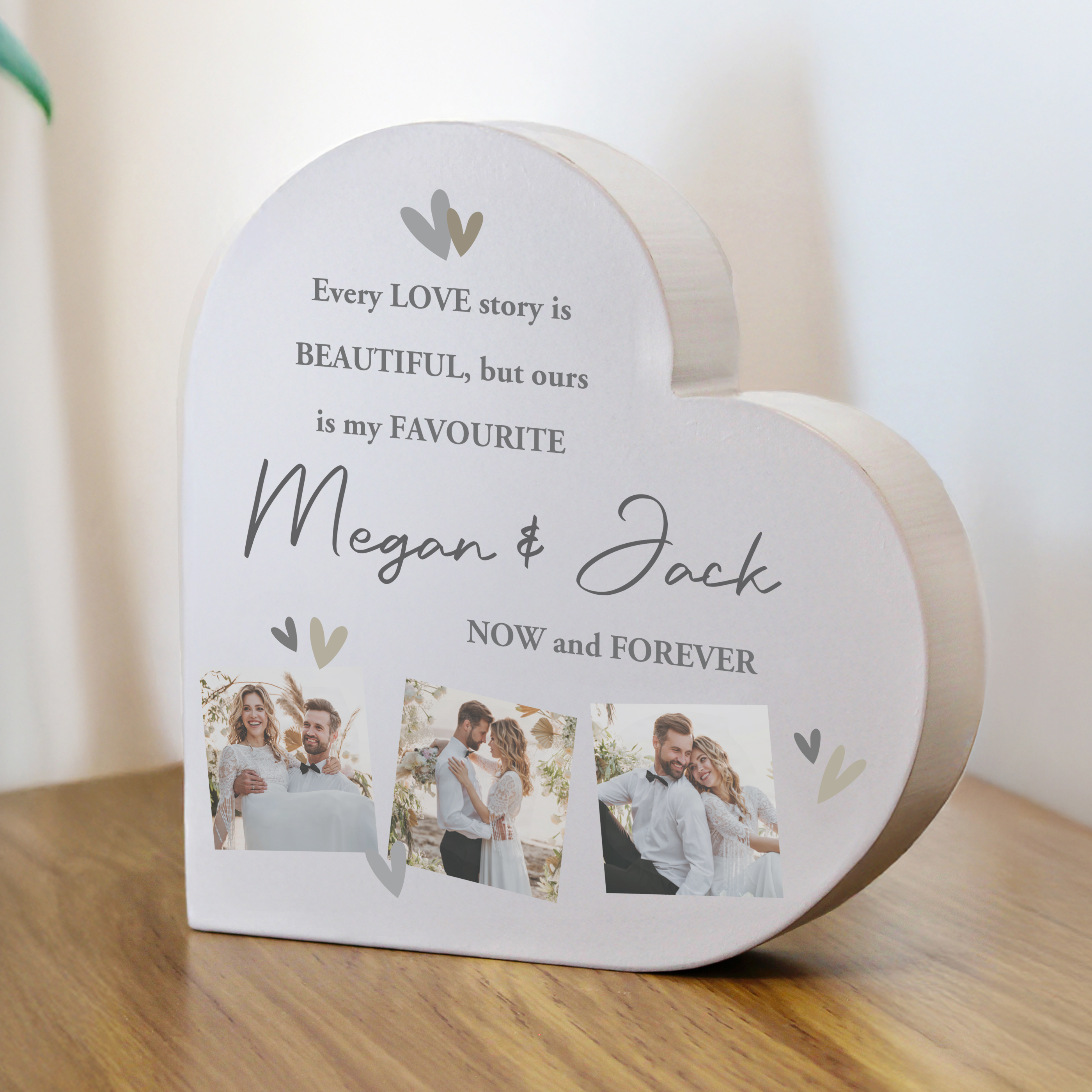Personalised Photo Ornament | Grey Heart Keepsake with Custom Text