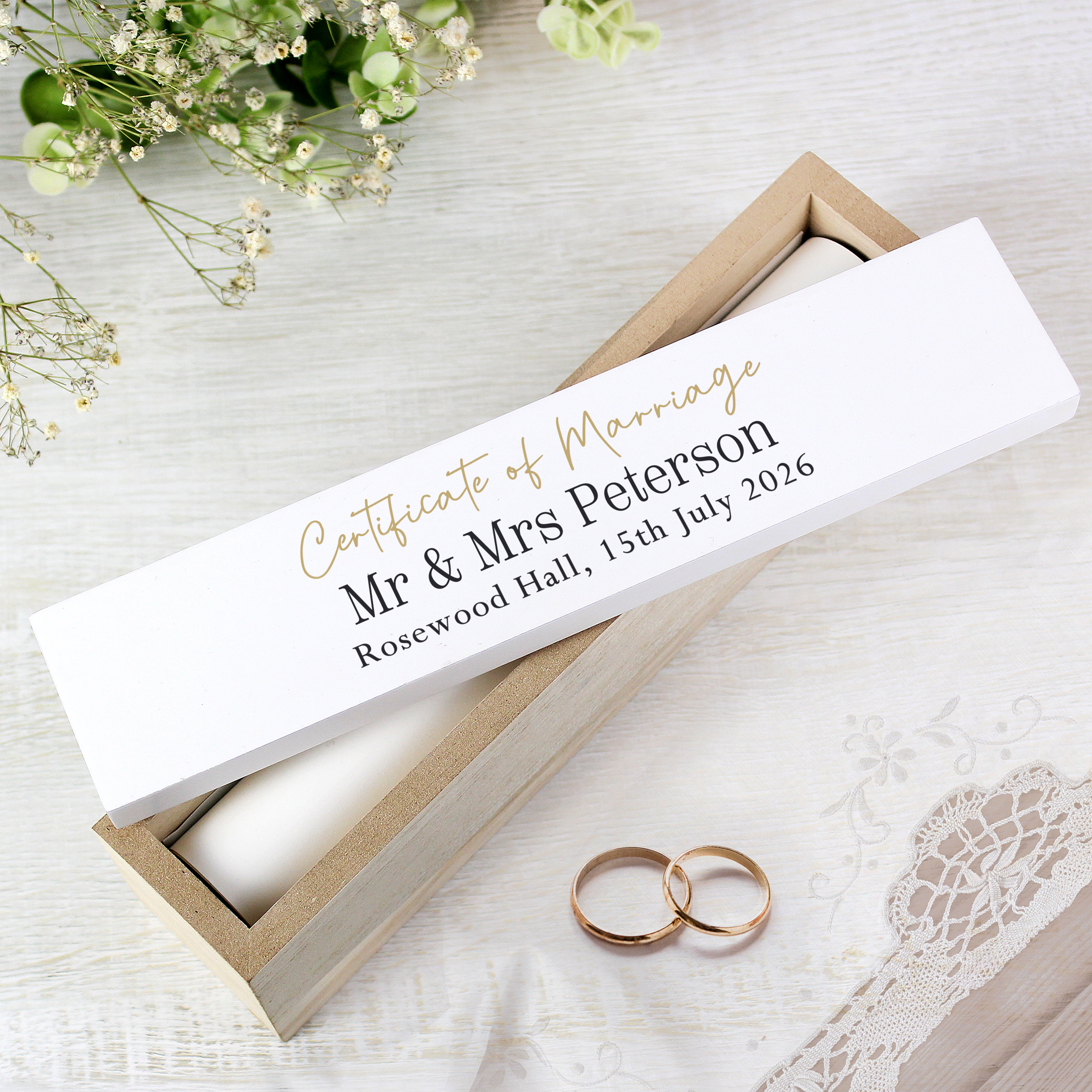 Personalised Black & Gold Certificate Holder | Wooden Keepsake Box