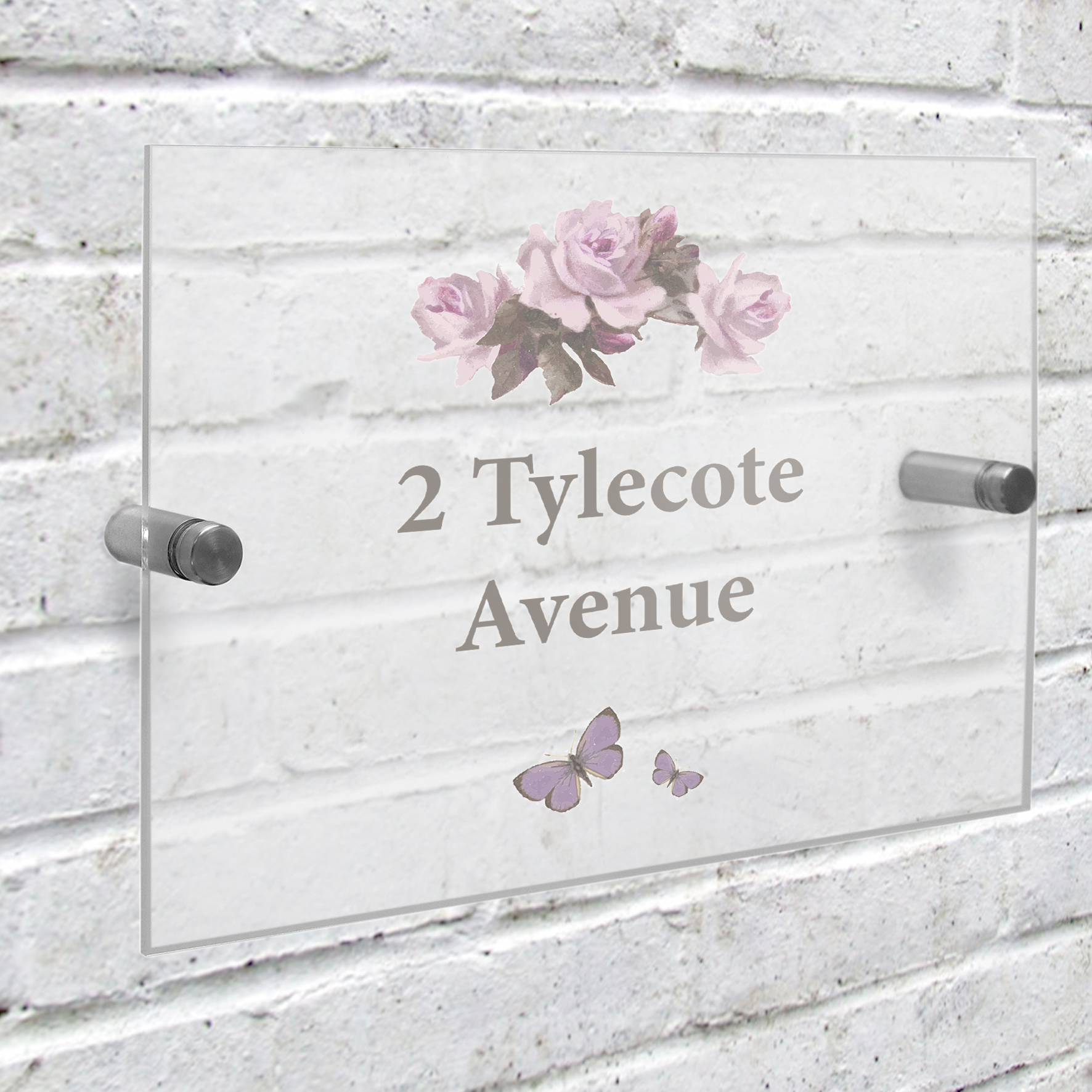 Personalised Vintage Rose Acrylic House Sign | Custom Home Decor
