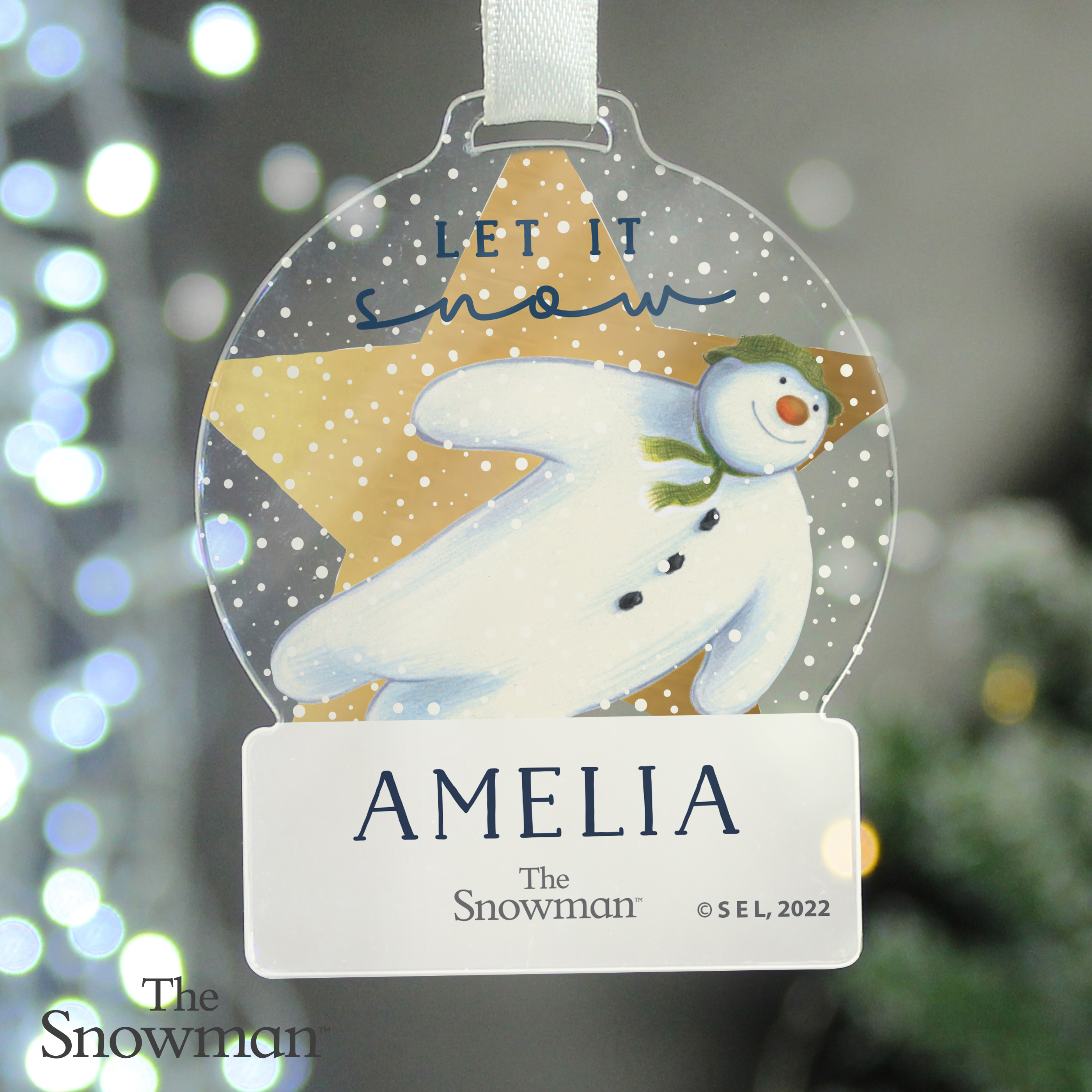 Personalised Snowman Christmas Decoration | Acrylic Tree Ornament